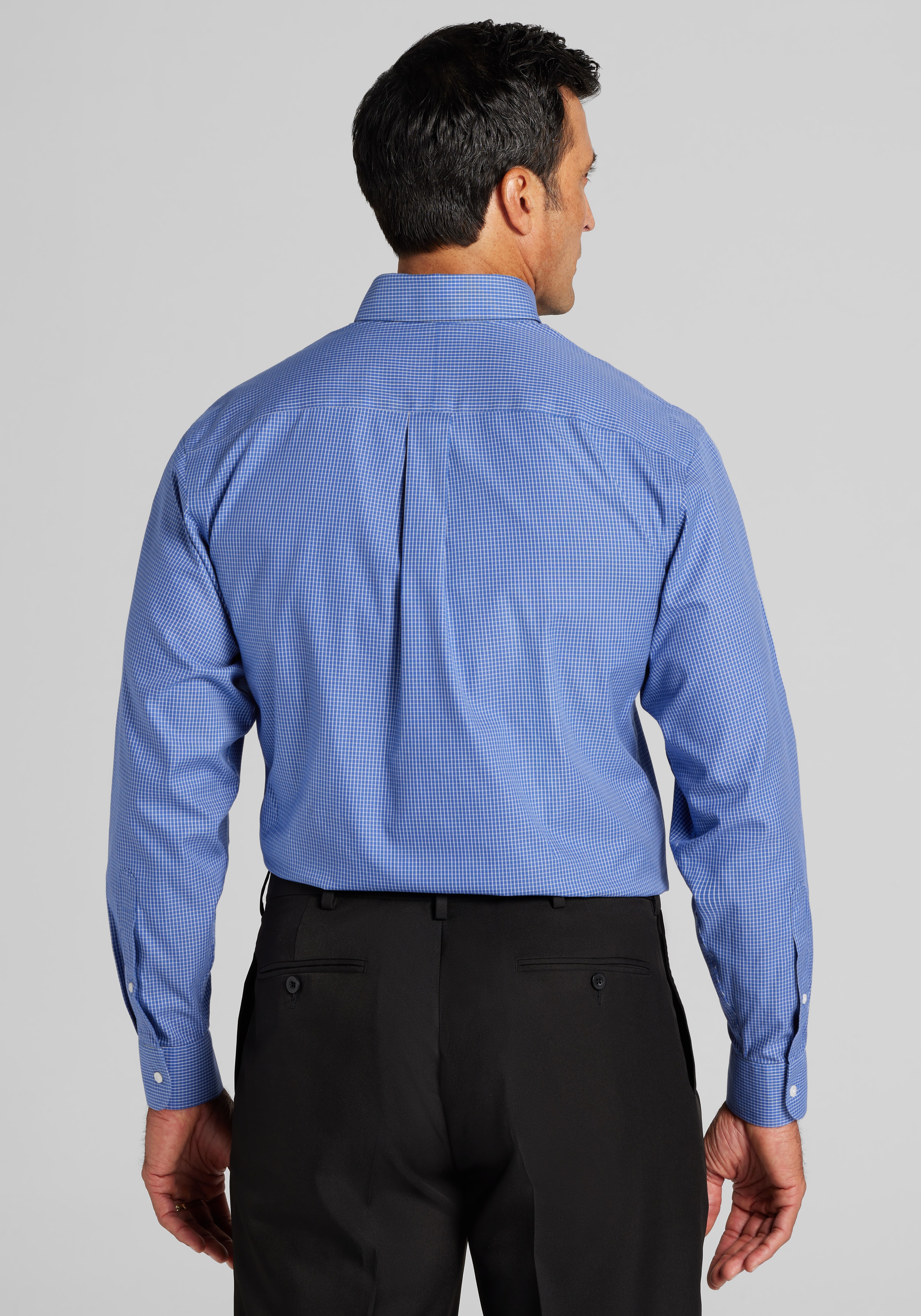 Traveler® Collection Traditional Fit Button-Down Collar Mini Check Dress Shirt