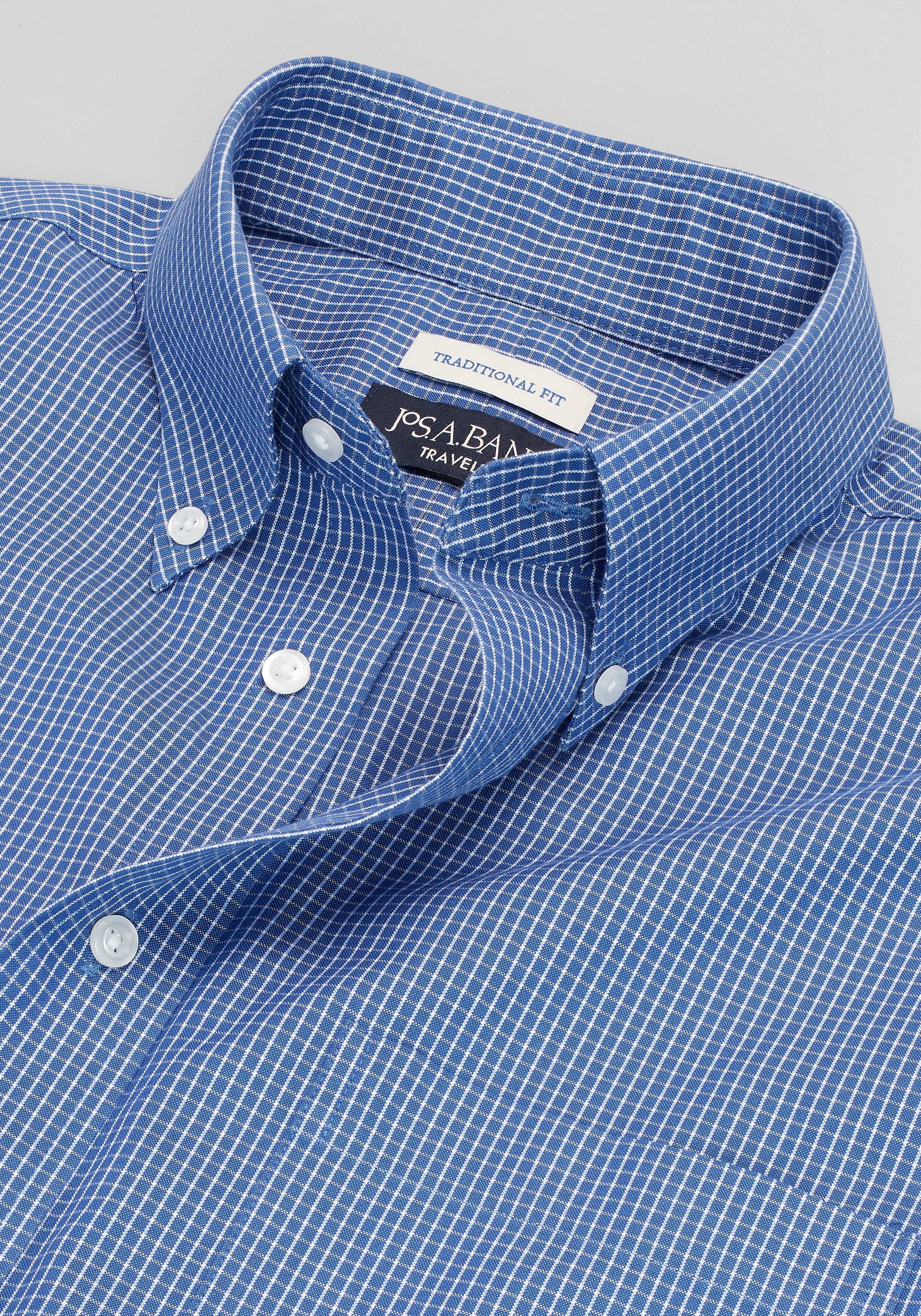 Traveler® Collection Traditional Fit Button-Down Collar Mini Check Dress Shirt