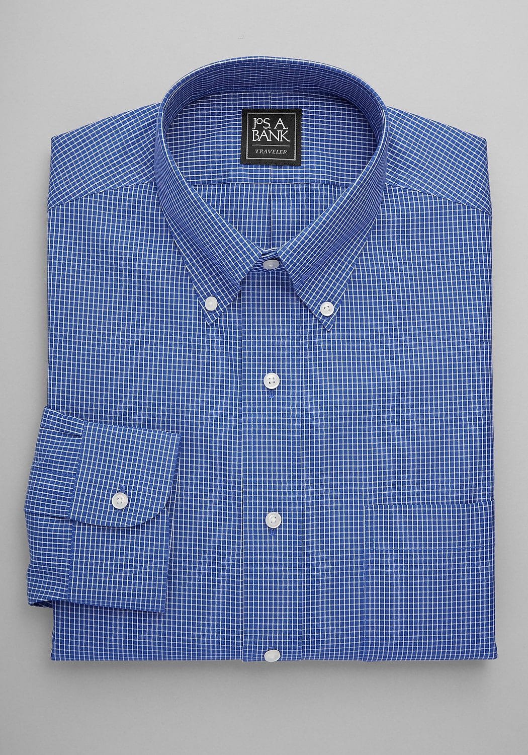 Traveler&reg; Collection Traditional Fit Button-Down Collar Grid Dress Shirt