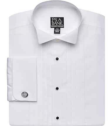 18" SLIMMER FIT WHITE Classic Wing Collar Shirt Double Cuff Wedding/Proms 14" 