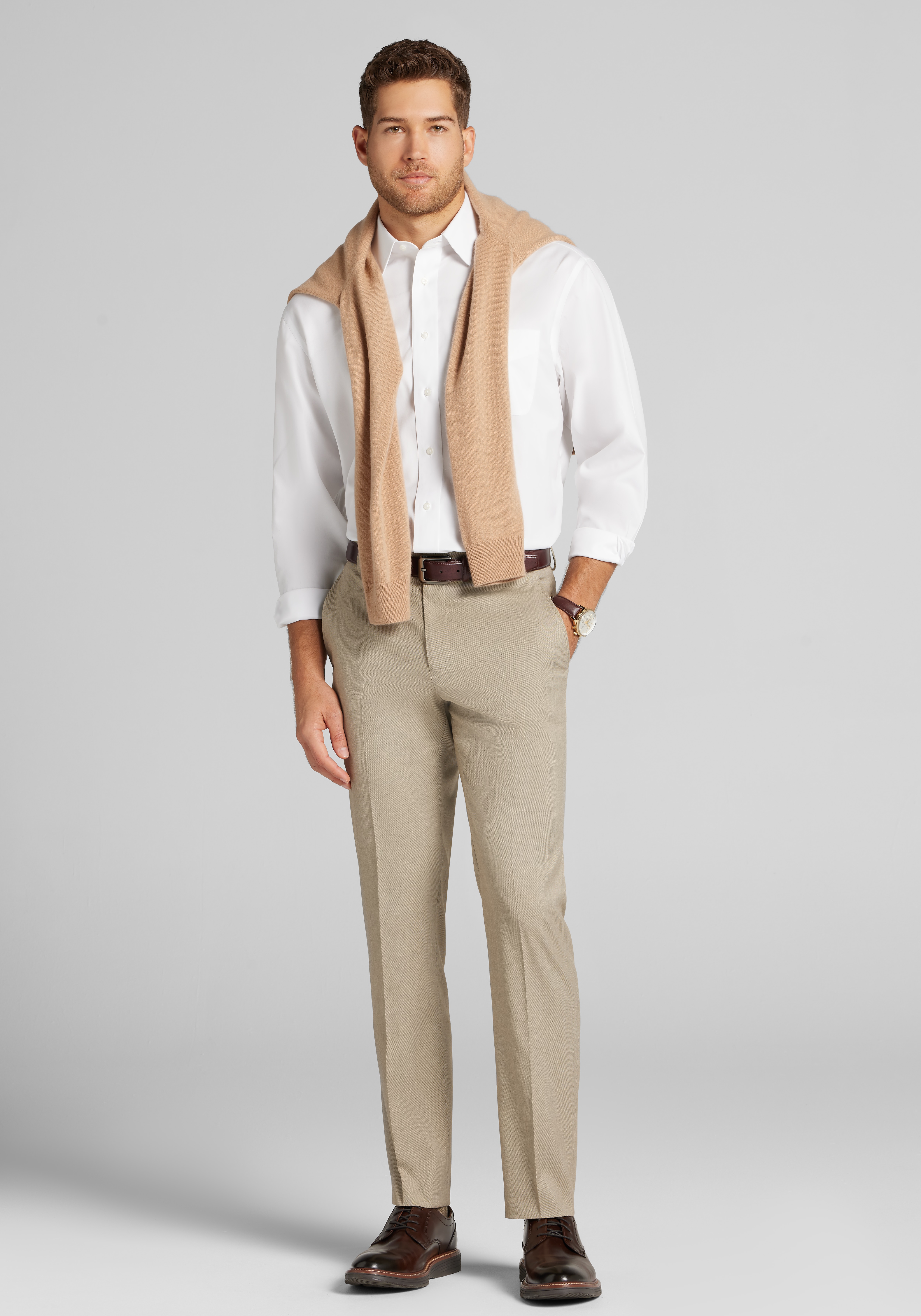 Traveler® Collection Traditional Fit Point Collar Solid Dress Shirt