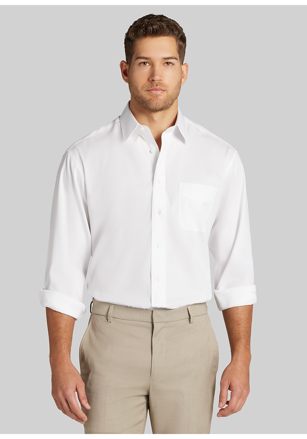 Traveler&reg; Collection Traditional Fit Point Collar Solid Dress Shirt