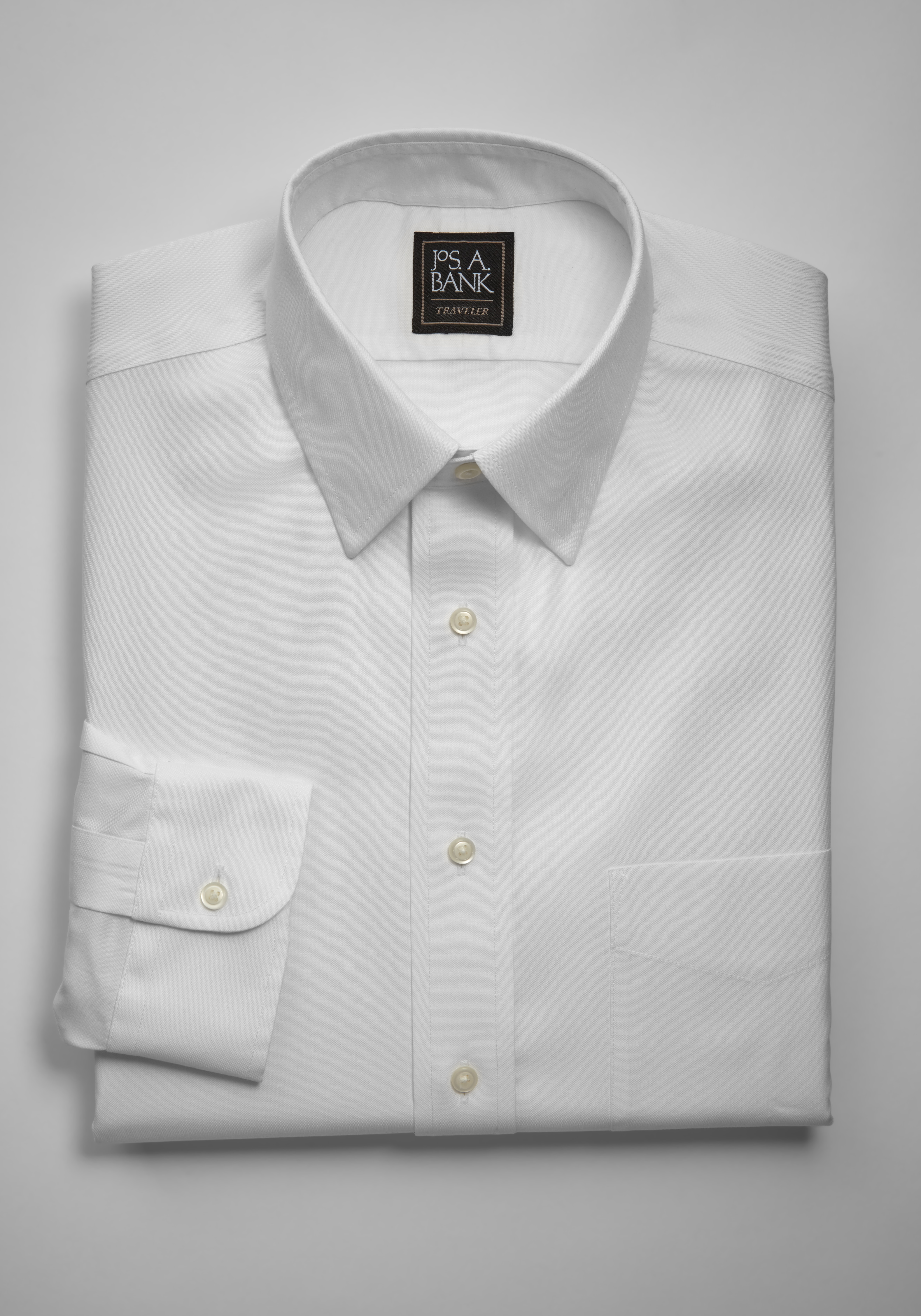 Men's Dress Shirts, Traveler&reg; Collection Traditional Fit Point Collar Solid Dress Shirt - Jos A Bank