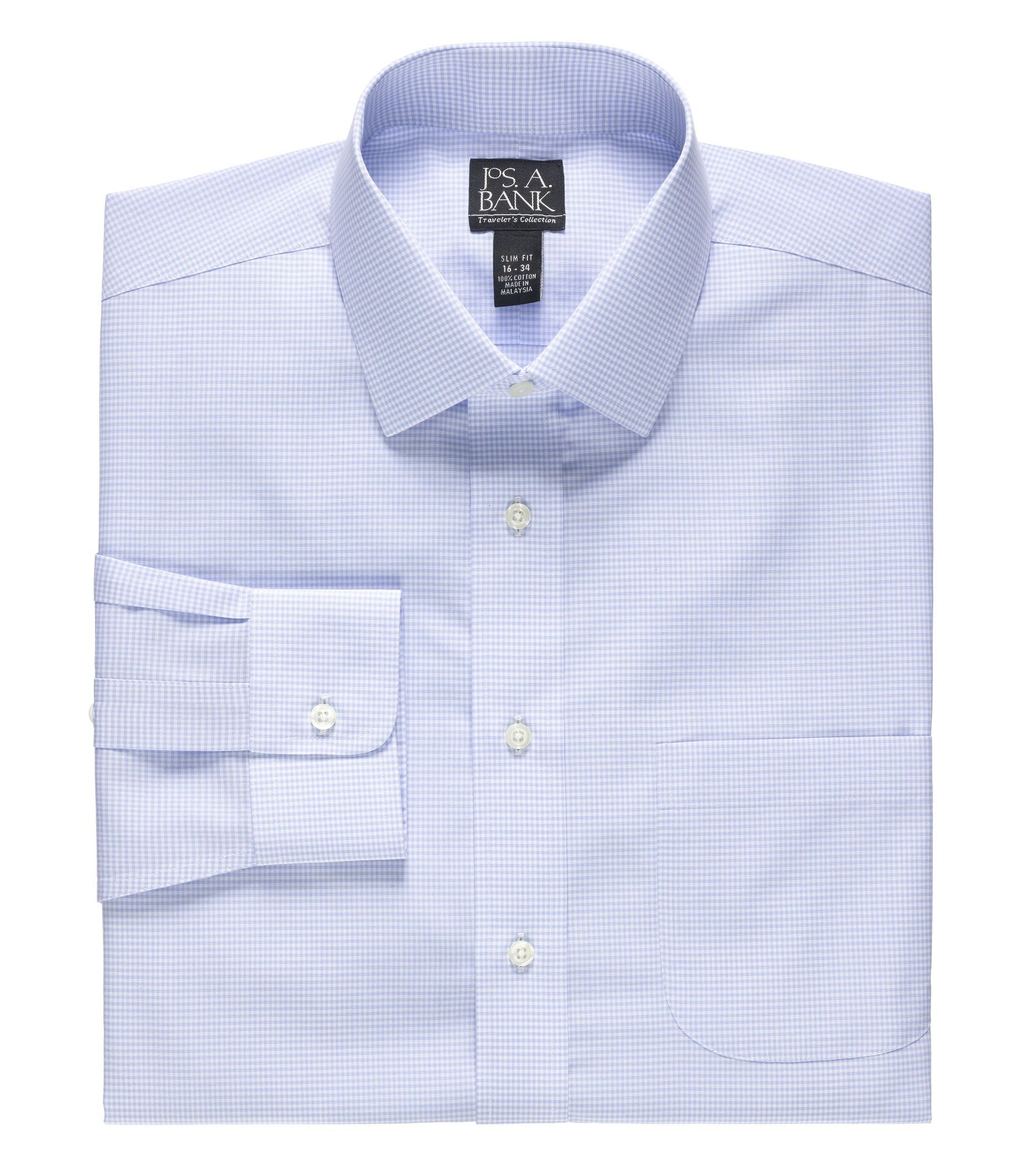 Traveler Collection Slim Fit Spread Collar Micro Grid Dress Shirt CLEARANCE