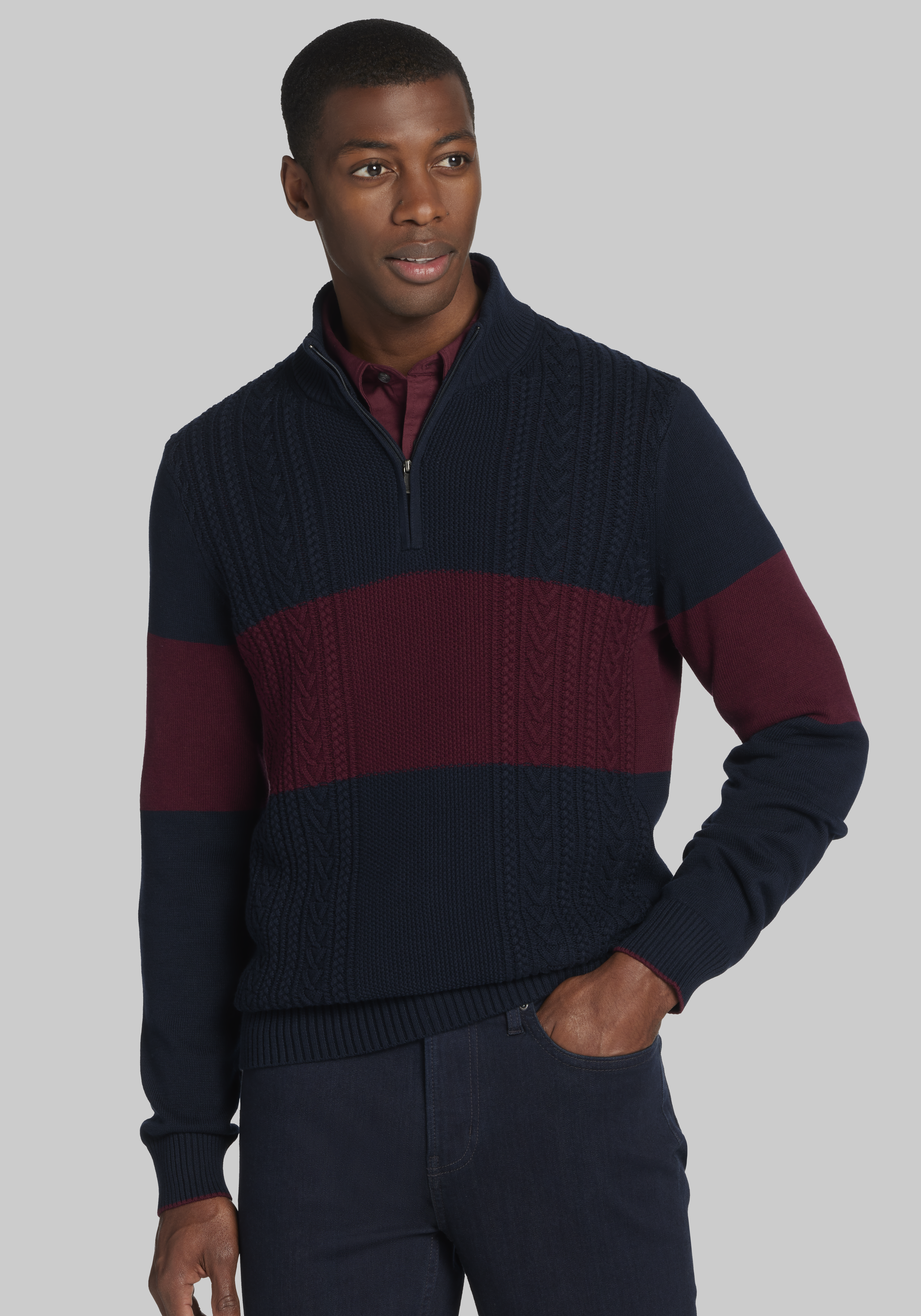 Men's sweater with zipper front online