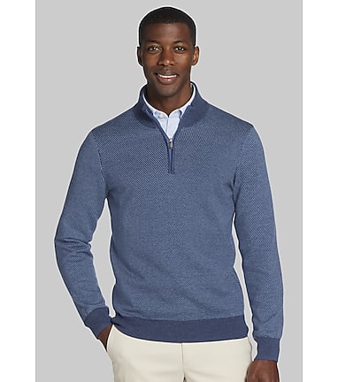 Jos. A. Bank Tailored Fit Twill Jacquard 1 4 Zip Sweater Big Tall New Arrivals Jos A Bank