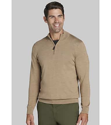 Men s Big Tall Jos. A Bank Merino Wool Quarter Zip Sweater at Jos. A. Bank Dark Grey Size 4 x Big