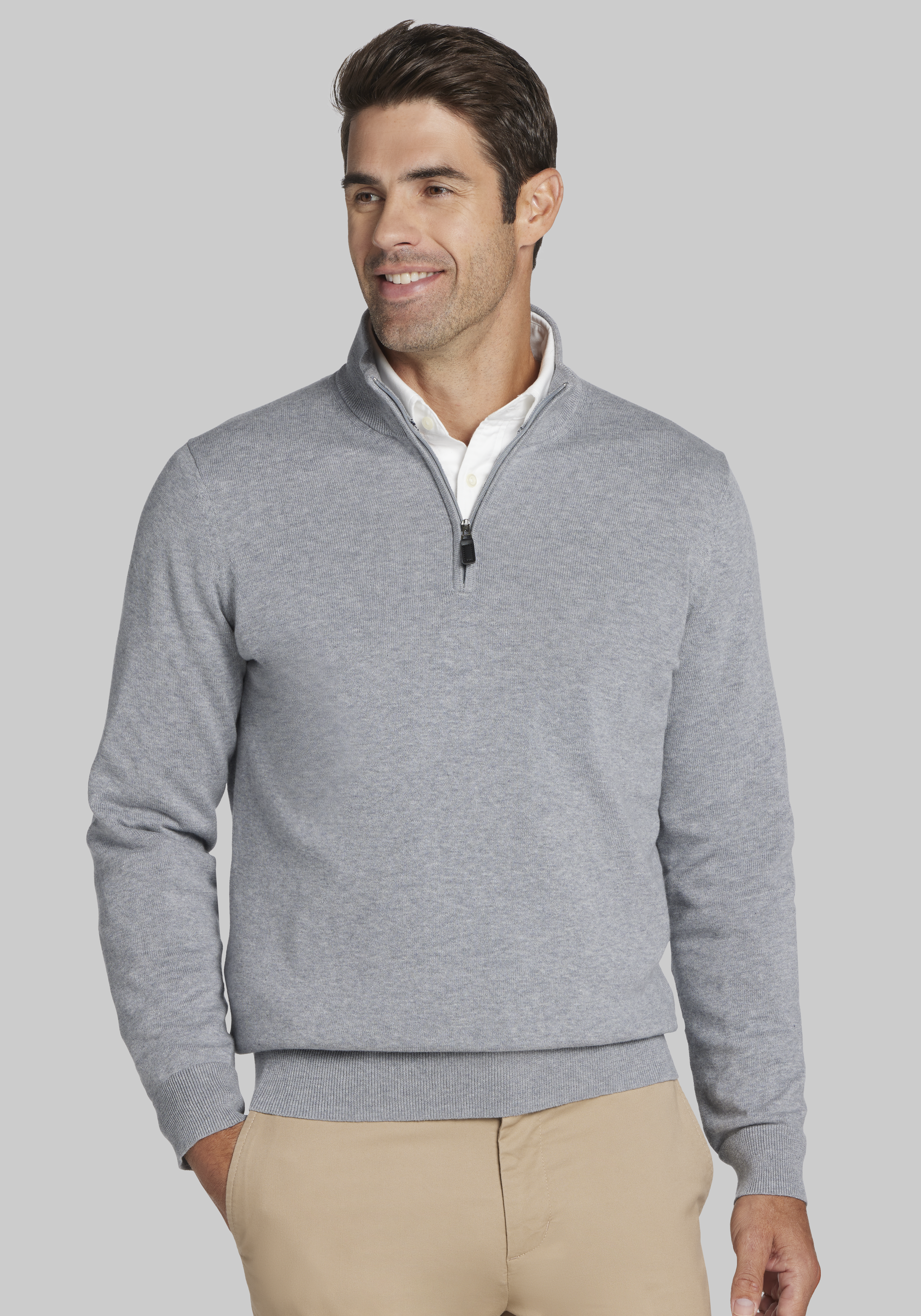 Jos shops A Bank Gray Cashmere V-neck Sweater L Traveler's Collection Men's