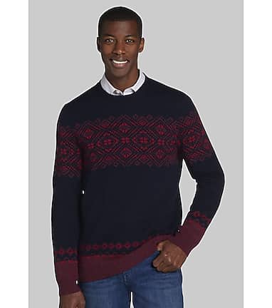 Jos. A. Bank Tailored Fit Fair Isle Crew Neck Sweater