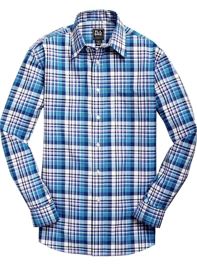 Traveler Collection Tailored Fit Spread Collar Plaid