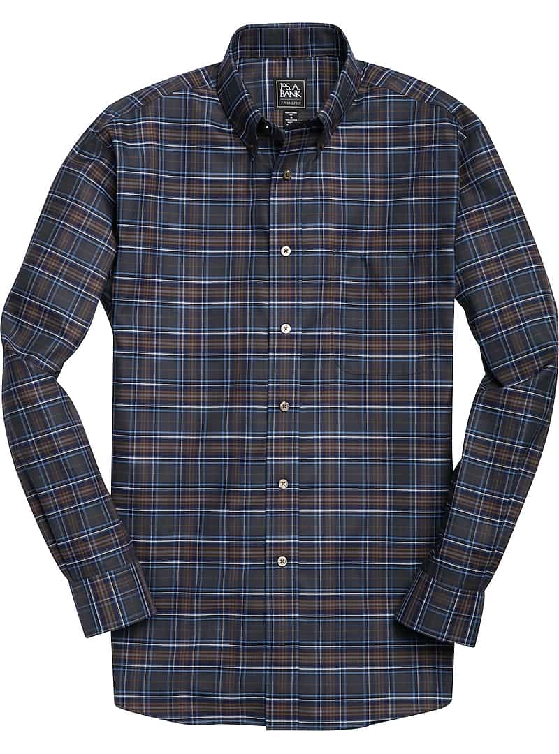 Traveler Collection Traditional Fit Button-Down Collar Plaid Sportshirt ...