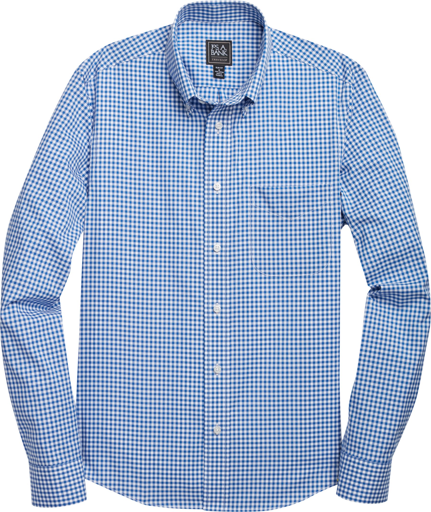 Traveler Collection Slim Fit Long Sleeve Button-Down Collar Gingham ...