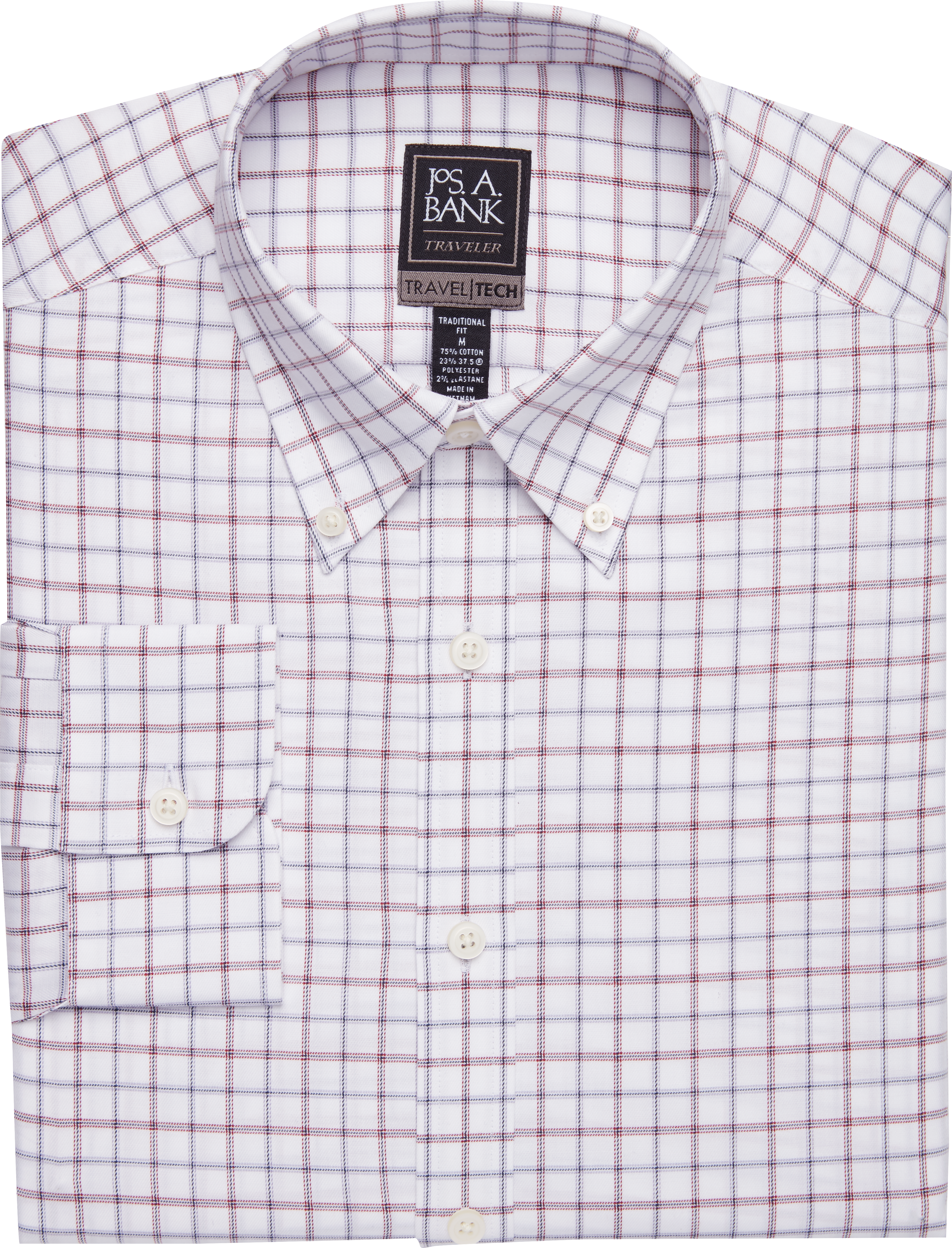 Travel Tech Traditional Fit Button-Down Check Men's Sportshirt CLEARANCE