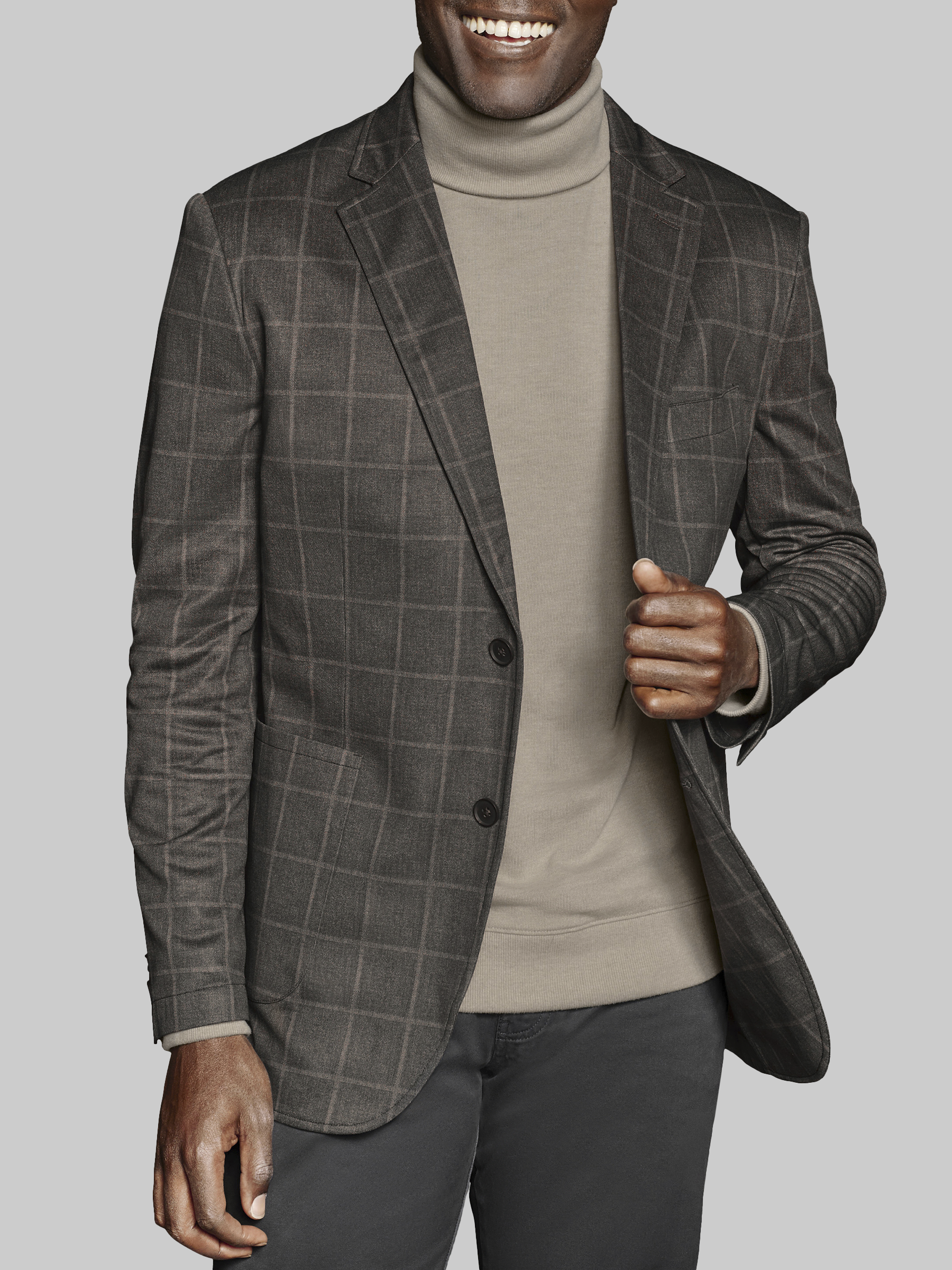 Johnson & Murphy Tailored Fit XC Flex® Windowpane Knit Blazer