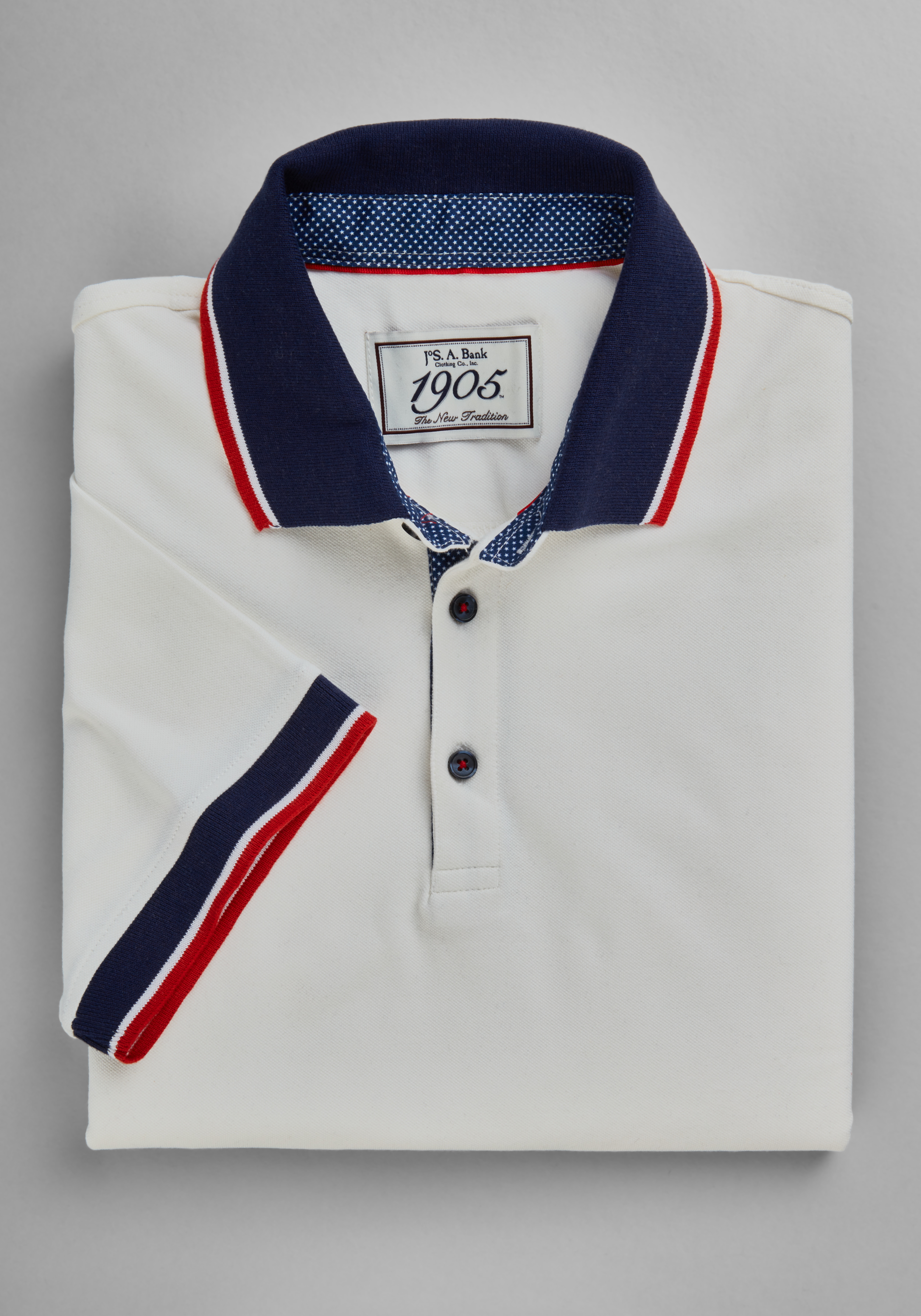 1905 Collection Tailored Fit Stripe Collar Short Sleeve Polo - Big ...