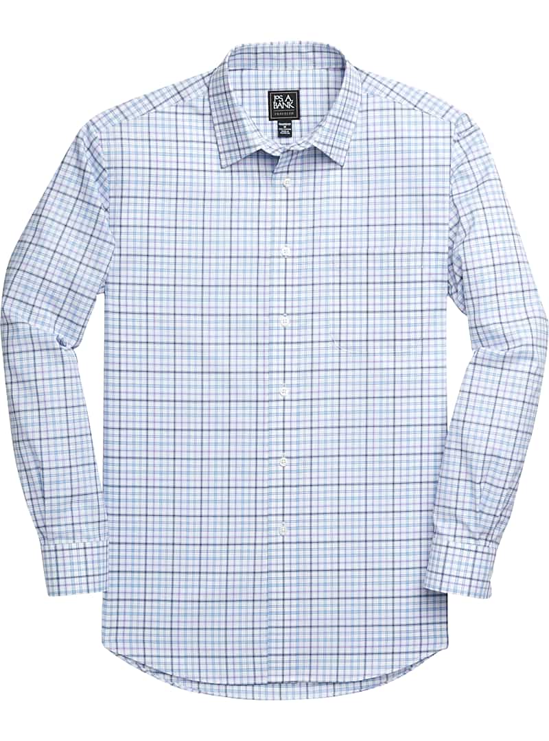 Traveler Collection Tailored Fit Button-Down Collar Plaid Sportshirt (Purple)