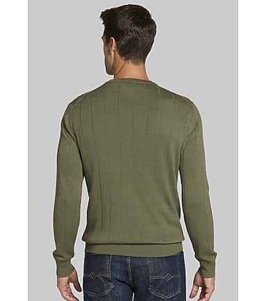 Men s Jos. A. Bank Tailored Fit Drop Needle V Neck Sweater at Jos. A. Bank Red Rhubarb Size Large
