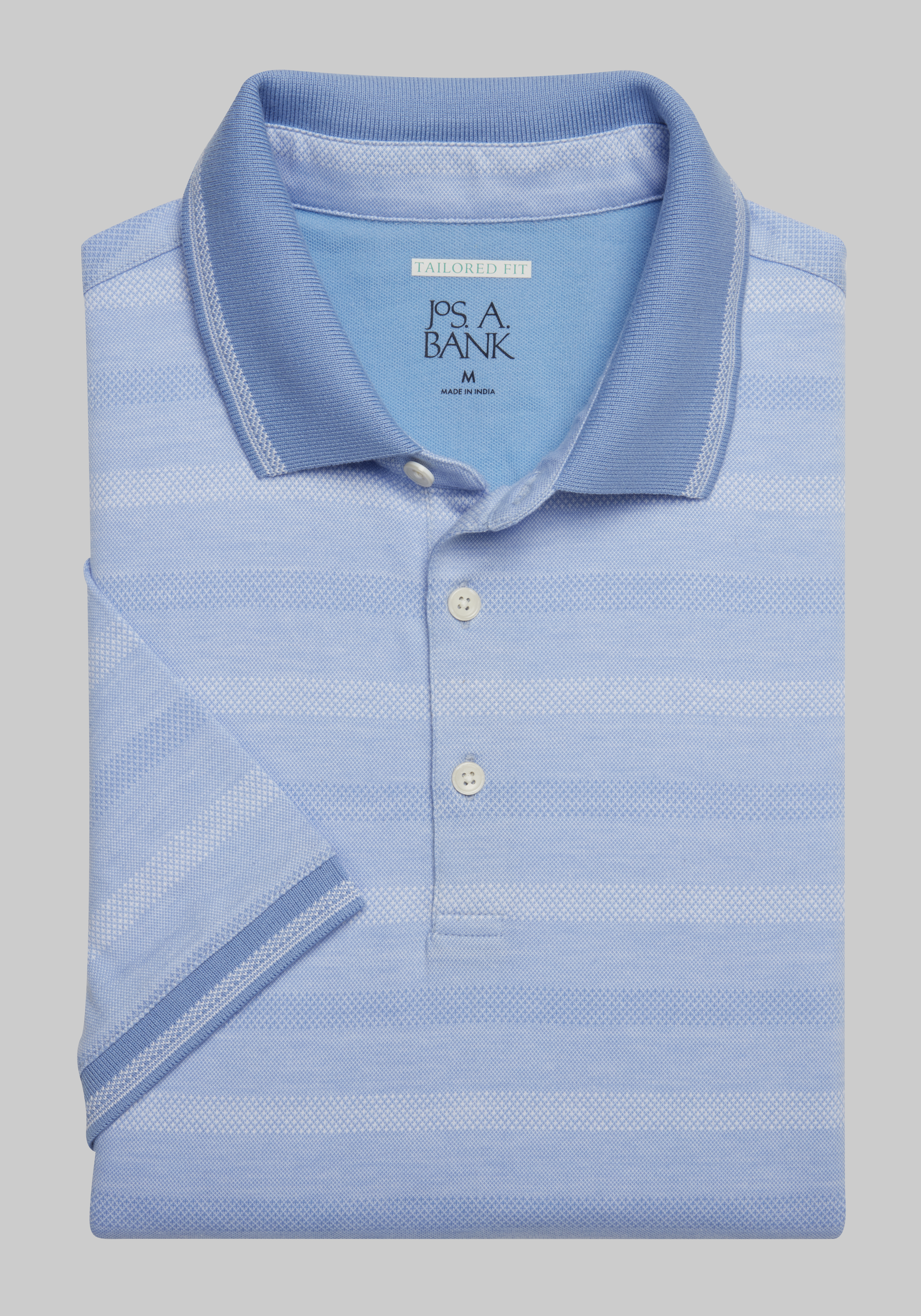 Men's Casual Tops, Jos. A. Bank Tailored Fit Stripe Jacquard Polo CLEARANCE - Jos A Bank