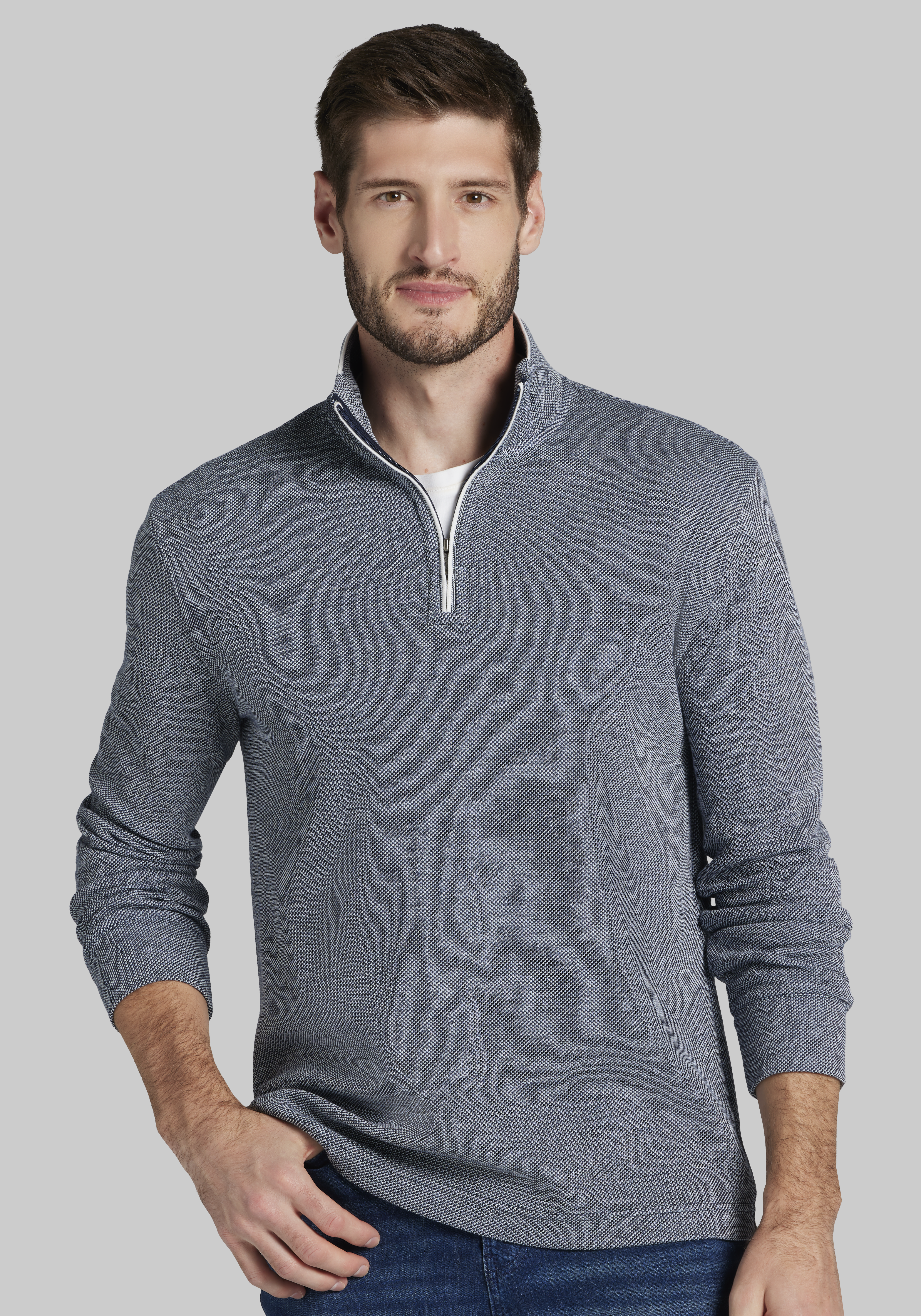 Men's Sale, Jos. A. Bank Jacquard 1/4 Zip Pullover - Big & Tall - Jos A Bank