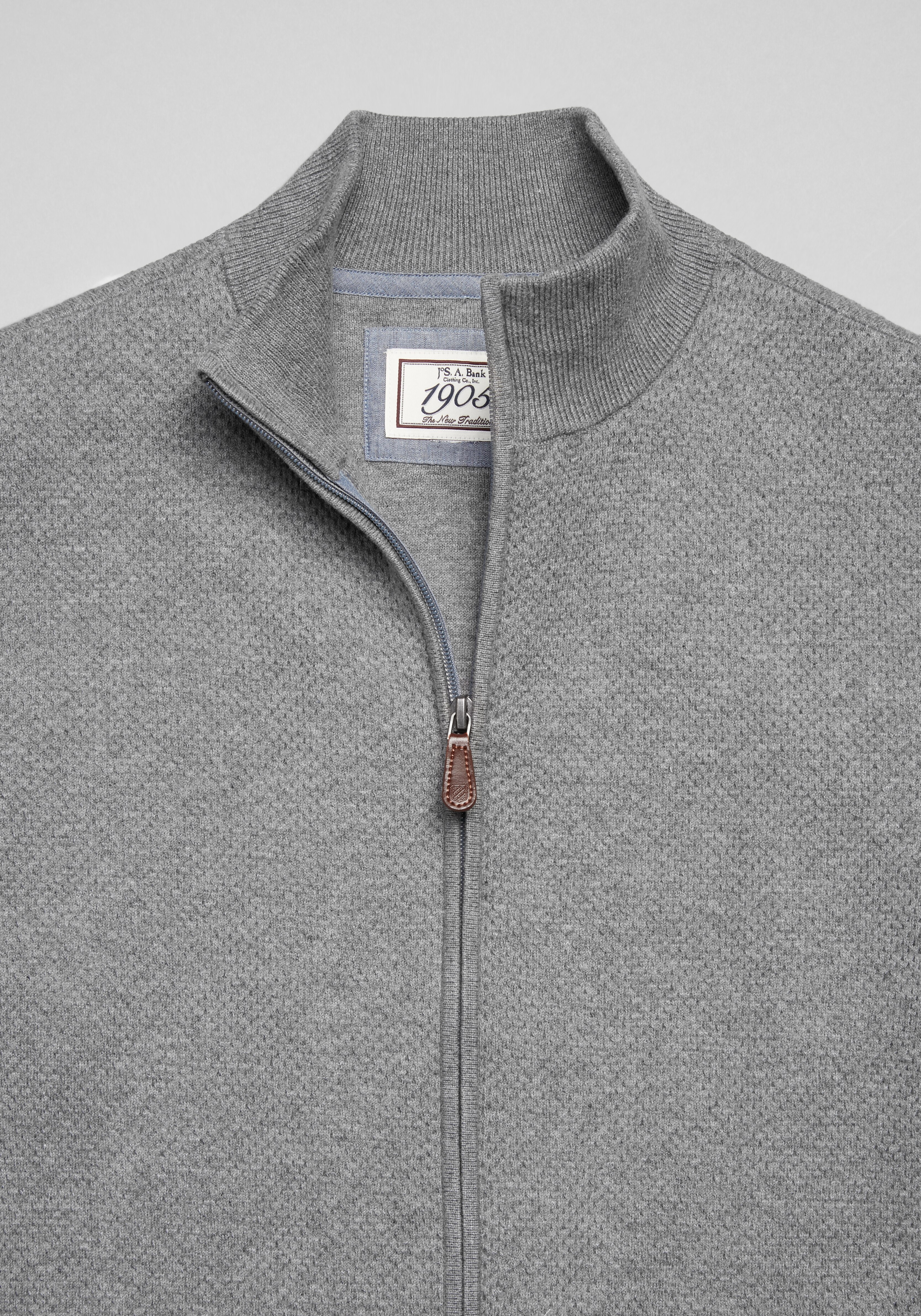 cotton full zip sweater