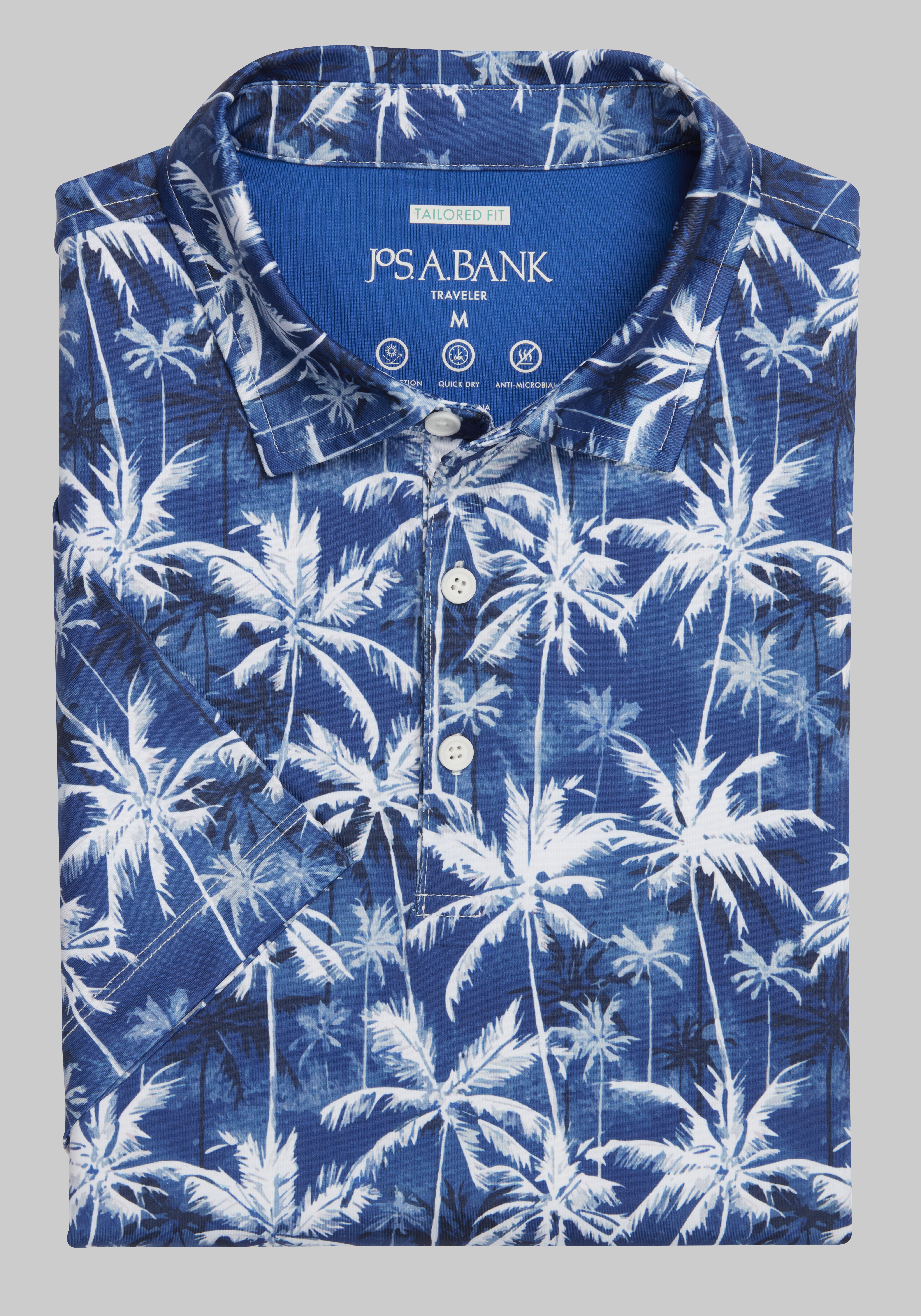 Traveler Collection Tailored Fit Palms Print Polo