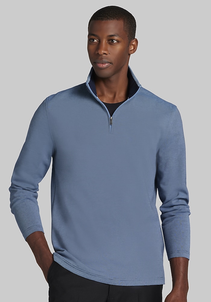 Jos. A. Bank Tailored Fit Double Face 1/4 Zip Pullover - Big & Tall