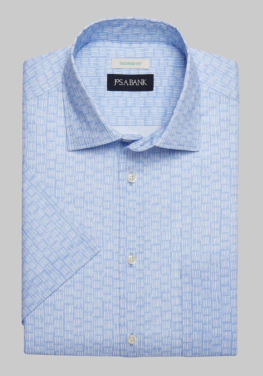 Jos. A. Bank Tailored Fit Strokes Print Short-Sleeve Sportshirt CLEARANCE
