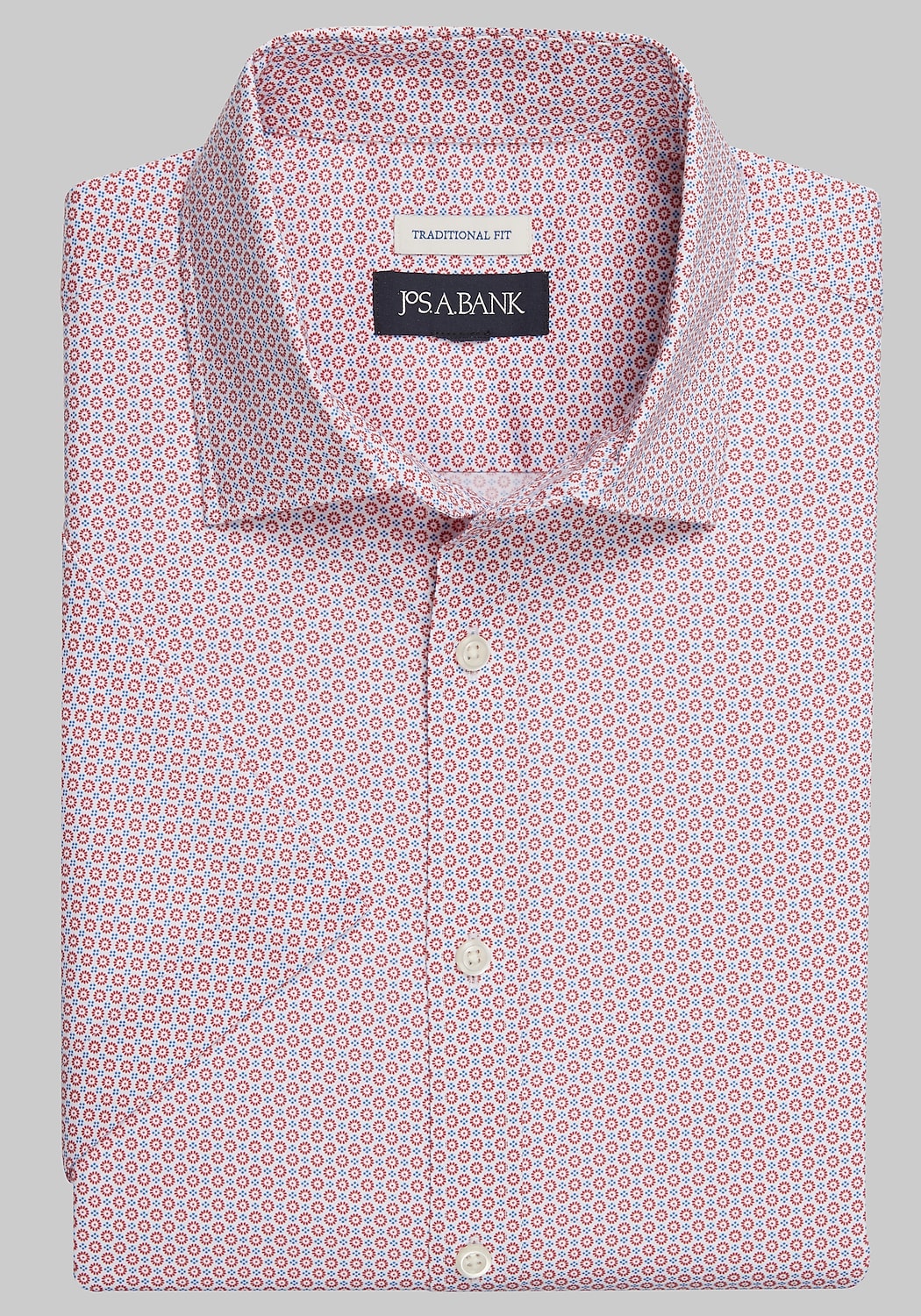 Jos. A. Bank Comfort Stretch Traditional Fit Medallion Short-Sleeve Sportshirt CLEARANCE
