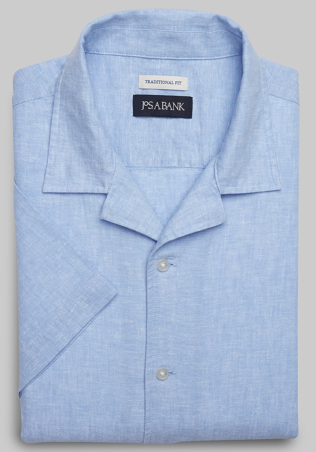 Jos A Bank Traditional Fit Linen-Blend Camp Short-Sleeve Sportshirt CLEARANCE