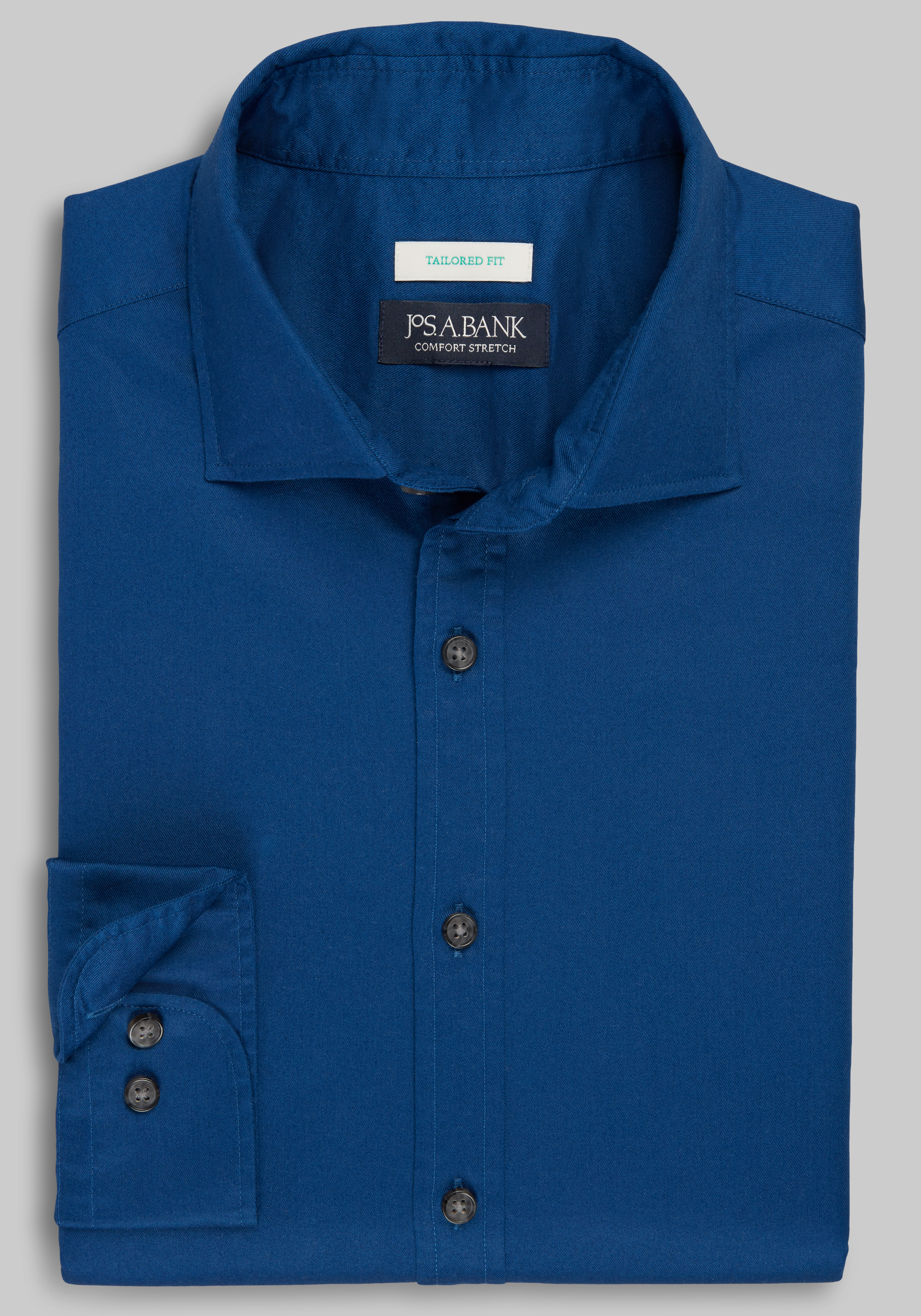 Men's Casual Tops, Jos. A. Bank Tailored Fit Solid Twill Sportshirt - Jos A Bank