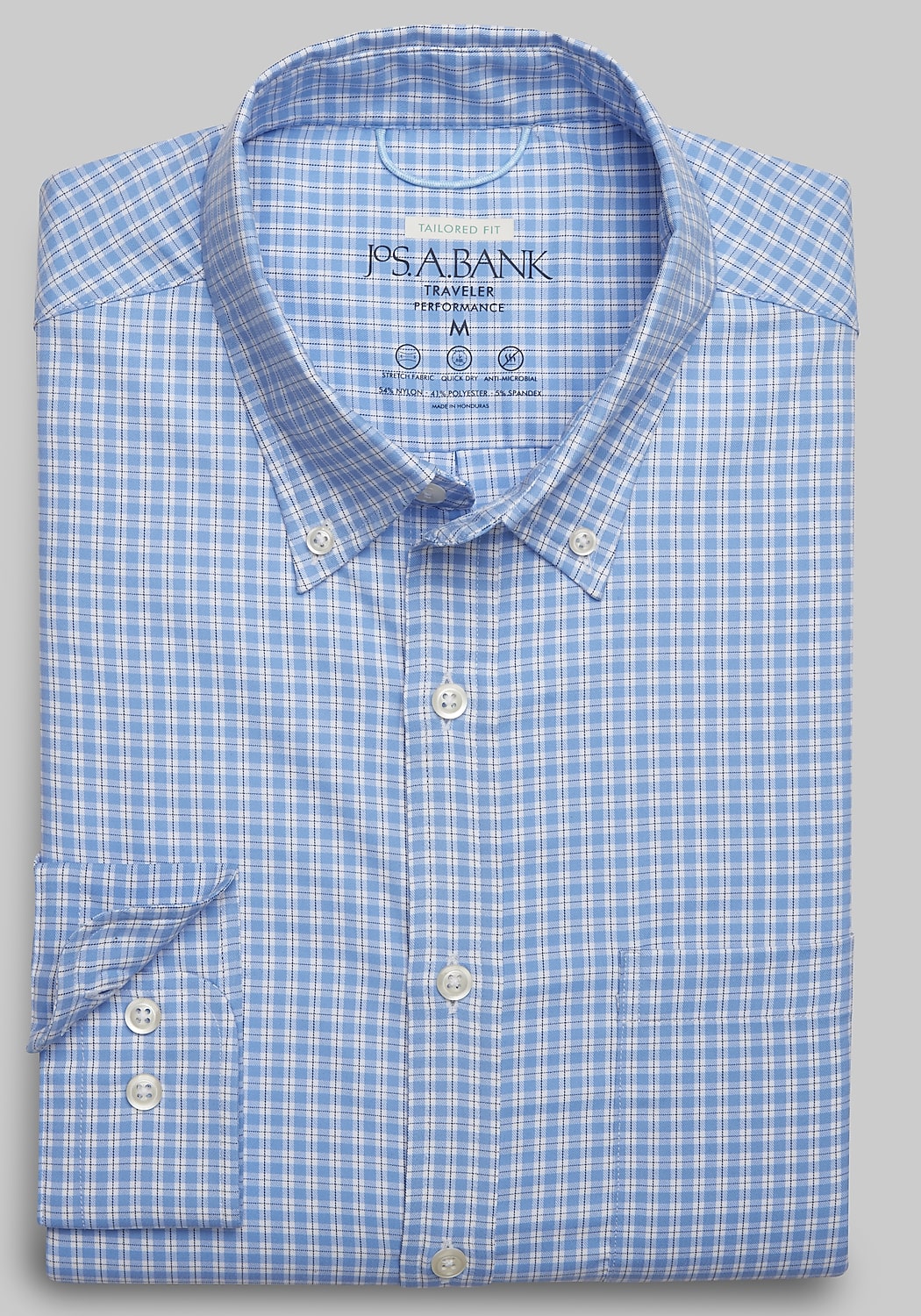 Traveler Performance Tailored Fit Plaid 4 Way Stretch Long Sleeve Sportshirt - Big & Tall CLEARANCE