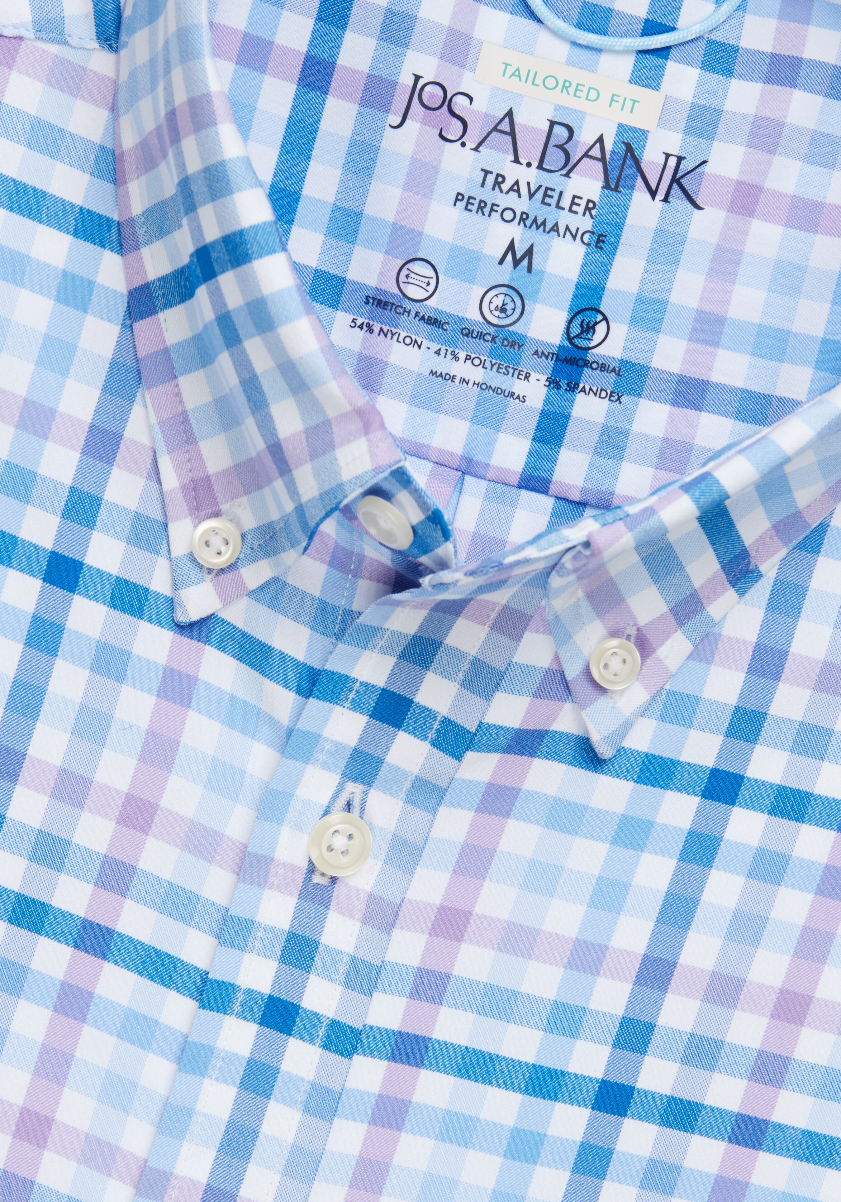 Traveler® Performance Tailored Fit Check Button-Down Collar Sportshirt CLEARANCE