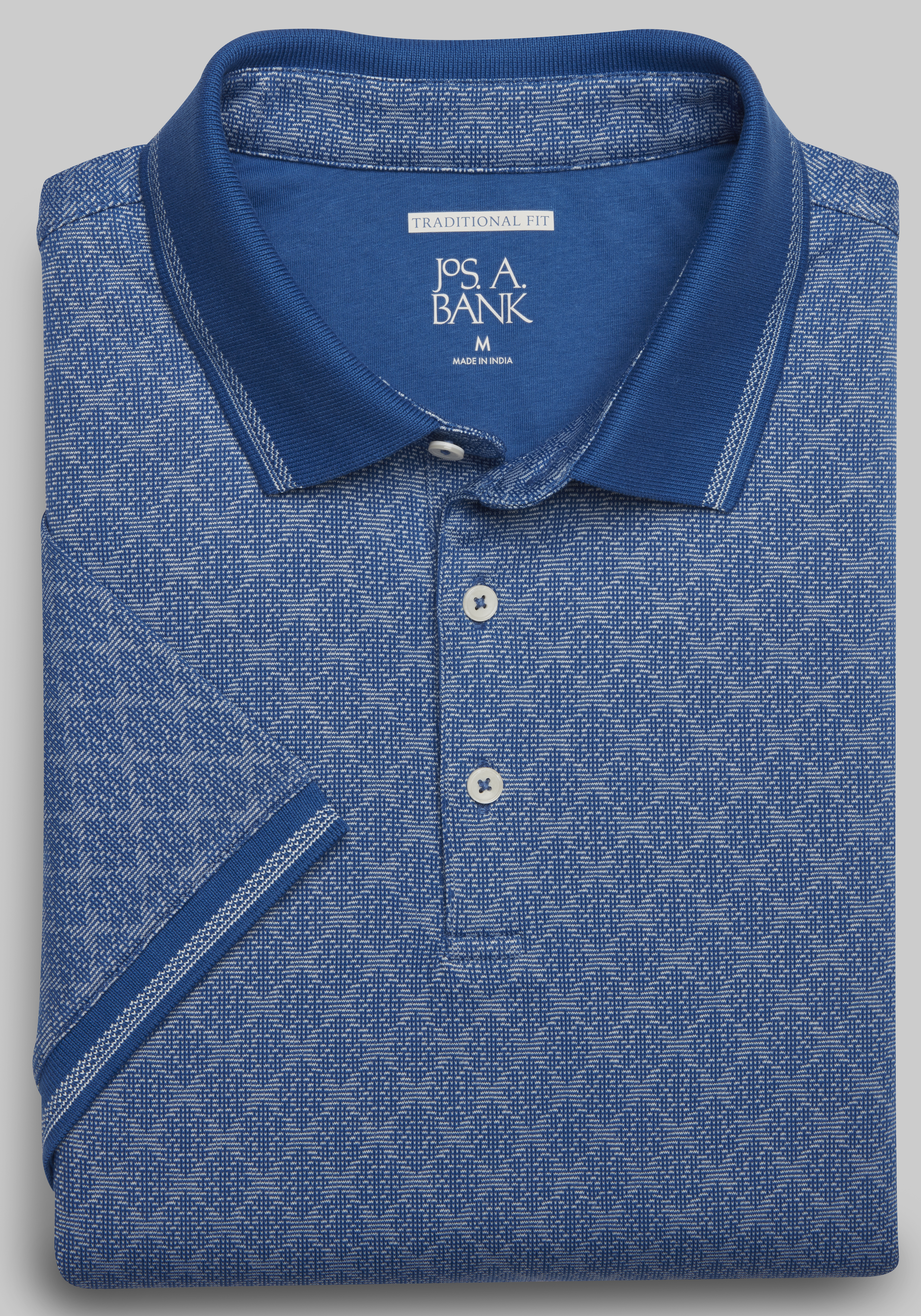 Men's CLEARANCE, Traveler&reg; Collection Traditional Fit Comfort Stretch Jacquard Polo CLEARANCE - Jos A Bank