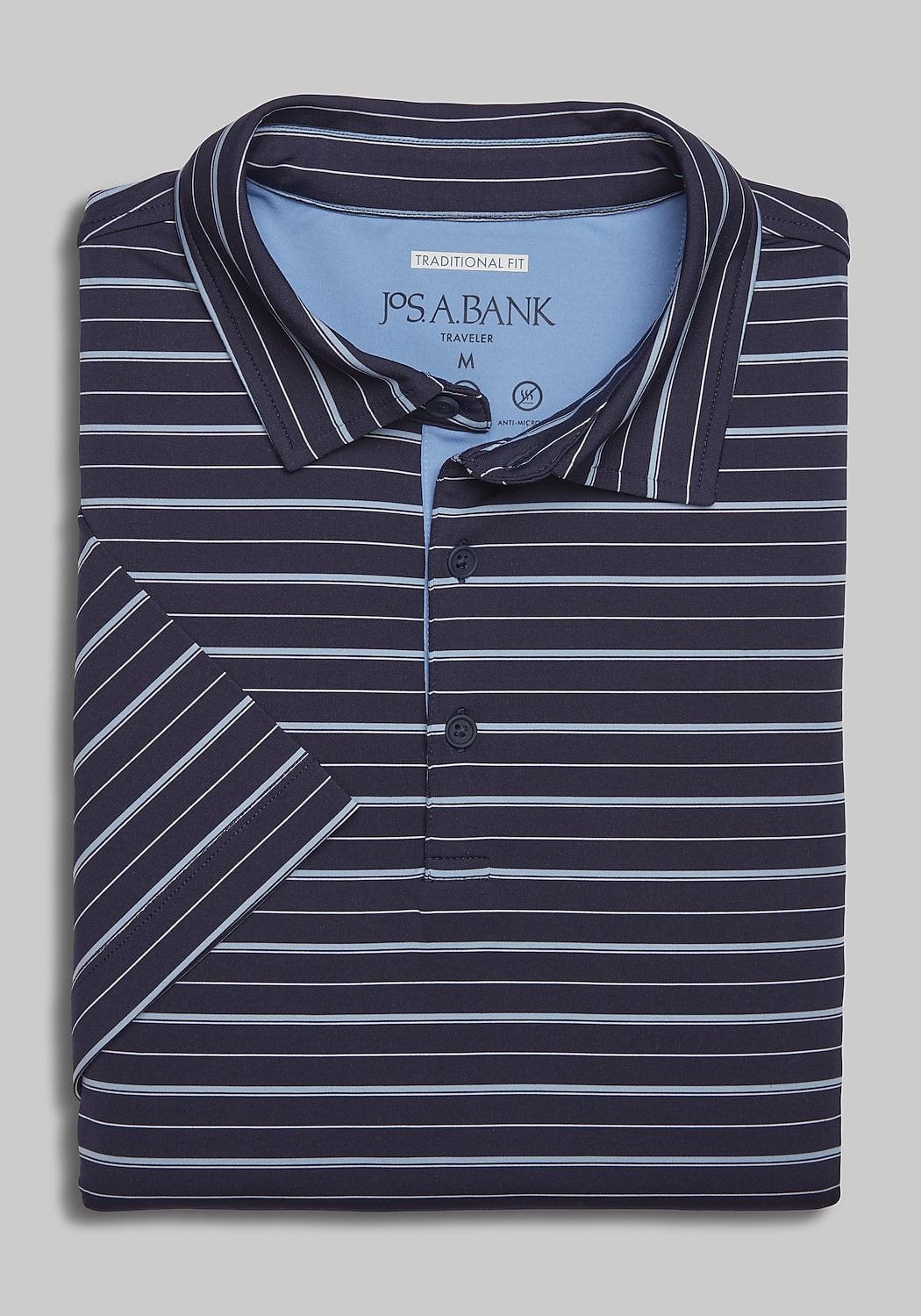Traveler Collection Traditional Fit Stripe Performance Polo - Big & Tall CLEARANCE