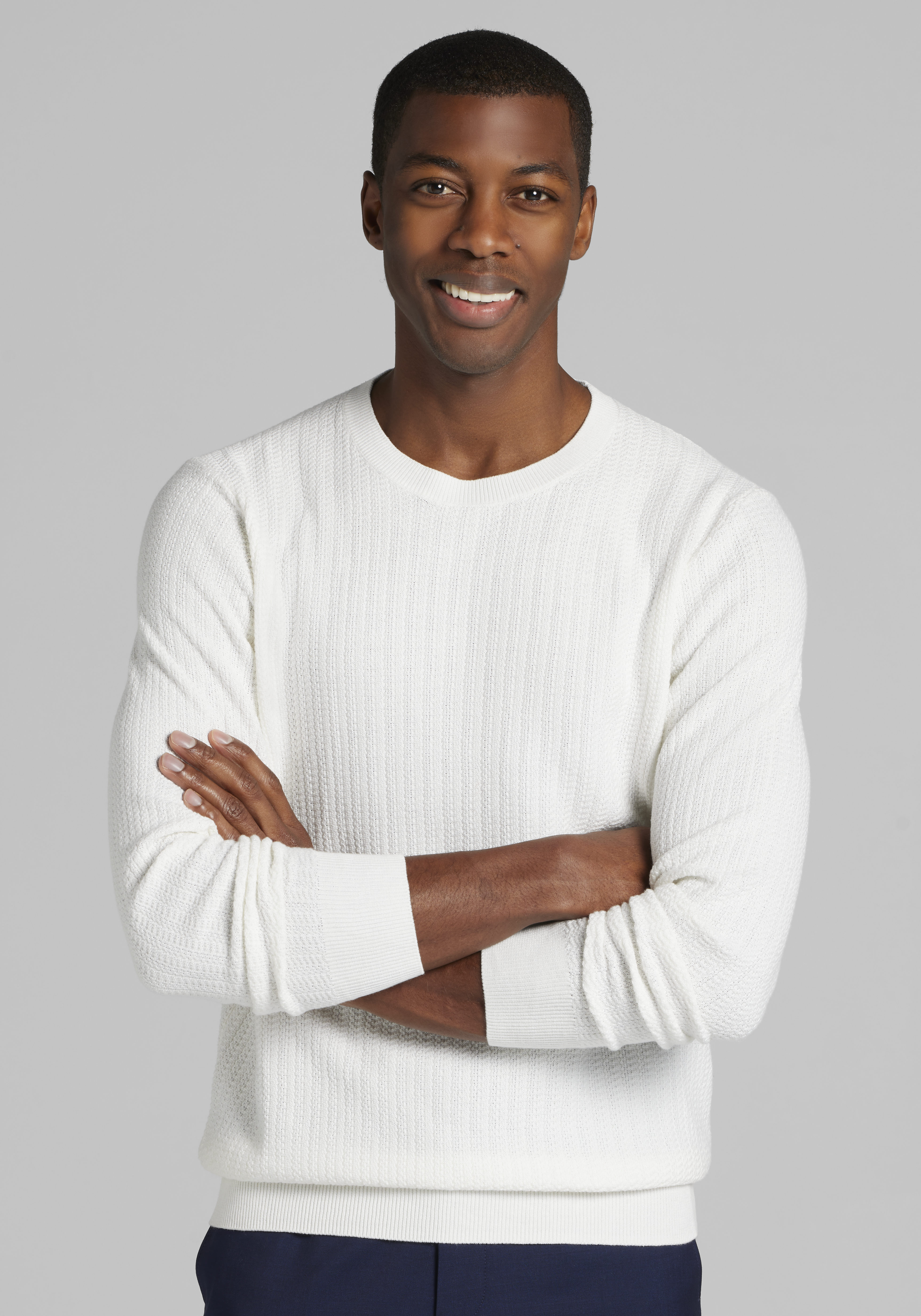 Men's CLEARANCE, Jos. A Bank Tailored Fit Textured Crew Neck Sweater - Big & Tall CLEARANCE - Jos A Bank