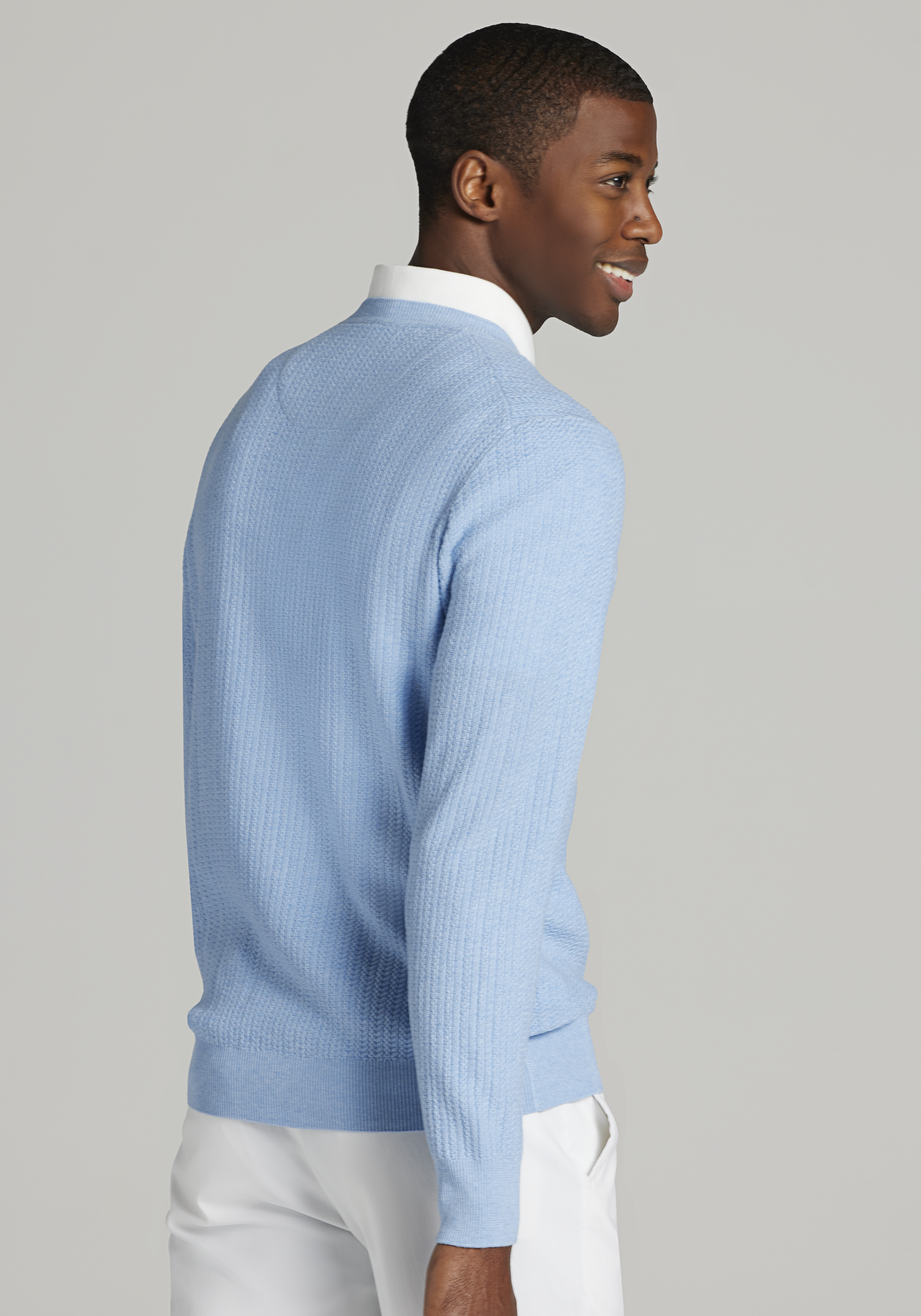 Jos. A Bank Tailored Fit Textured Crew Neck Sweater