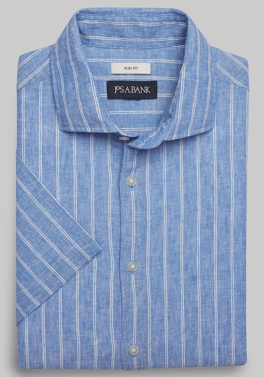 Jos. A. Bank Slim Fit Linen-Blend Short-Sleeve Sportshirt CLEARANCE