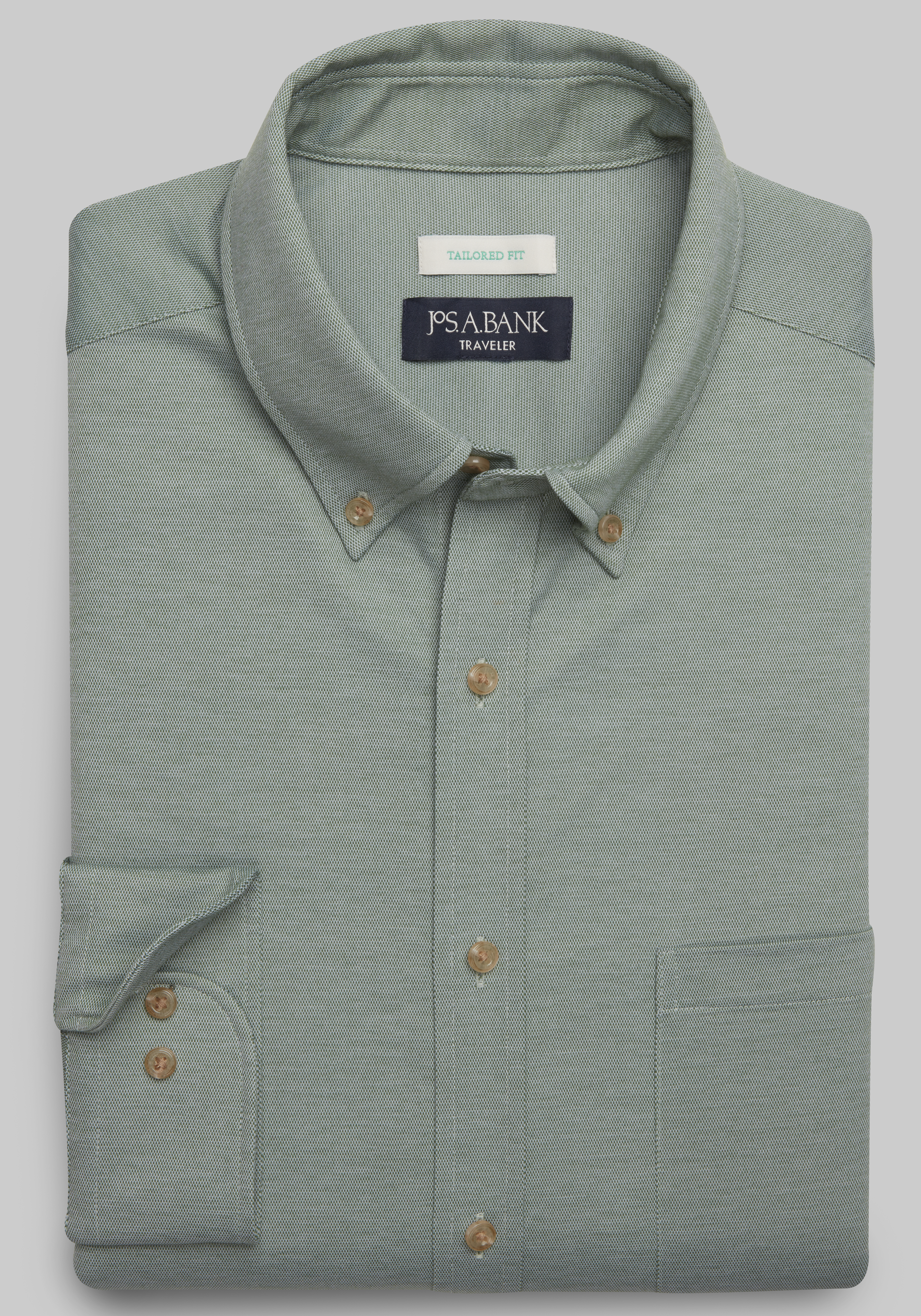Men's CLEARANCE, Traveler&reg; Collection Tailored Fit Performance Pique Sportshirt CLEARANCE - Jos A Bank