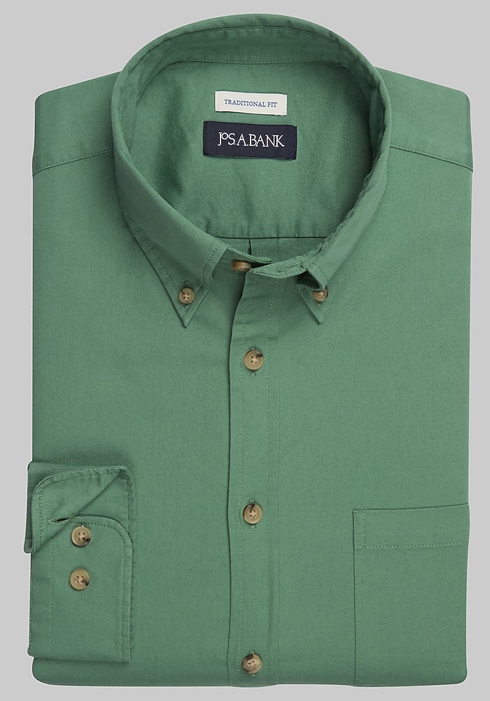Jos. A. Bank Comfort Stretch Traditional Fit Long Sleeve Twill Sportshirt