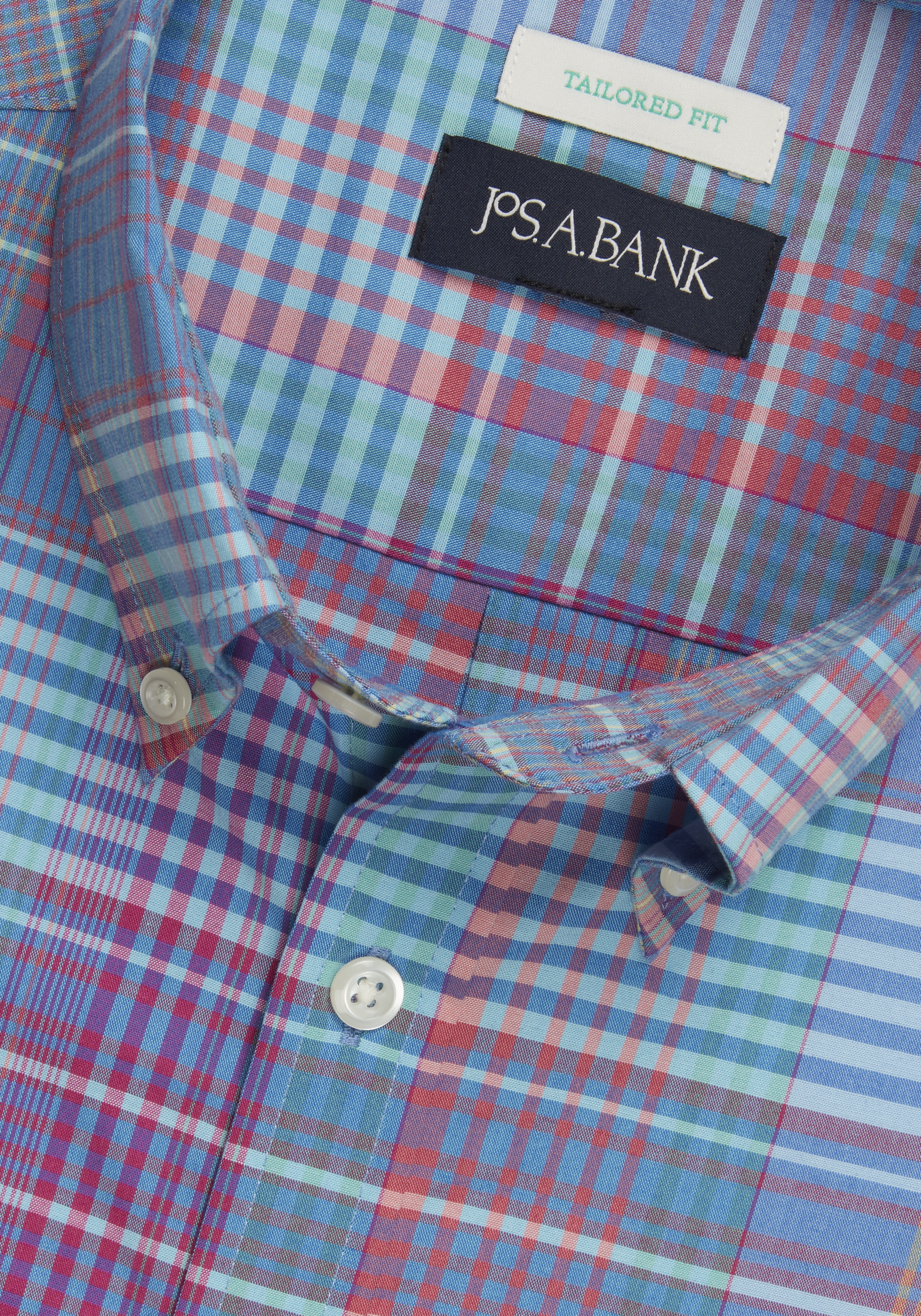 Jos. A. Bank Comfort Stretch Tailored Fit Plaid Long Sleeve Sportshirt CLEARANCE