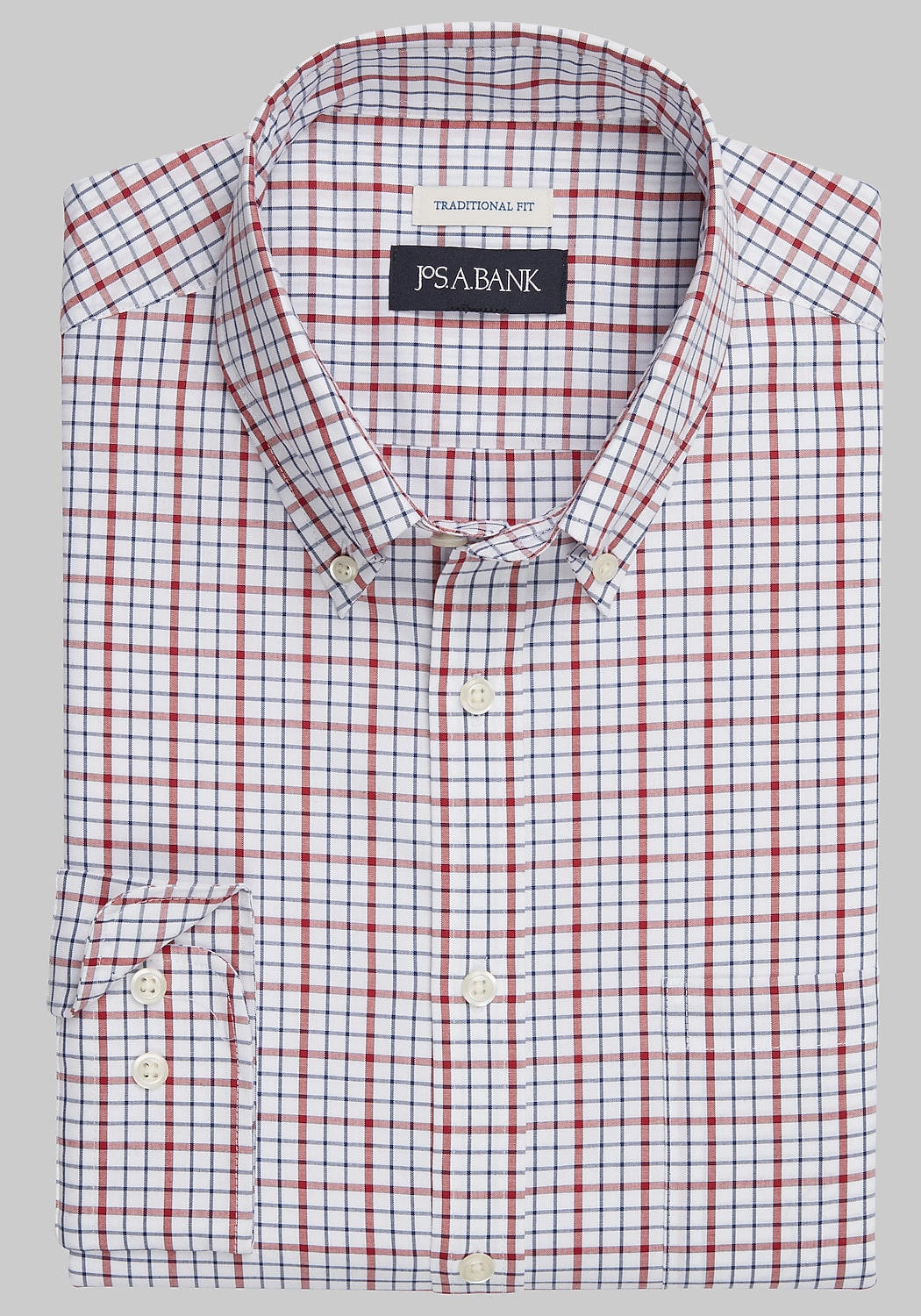Jos. A. Bank Comfort Stretch Traditional Fit Plaid Long Sleeve Sportshirt CLEARANCE