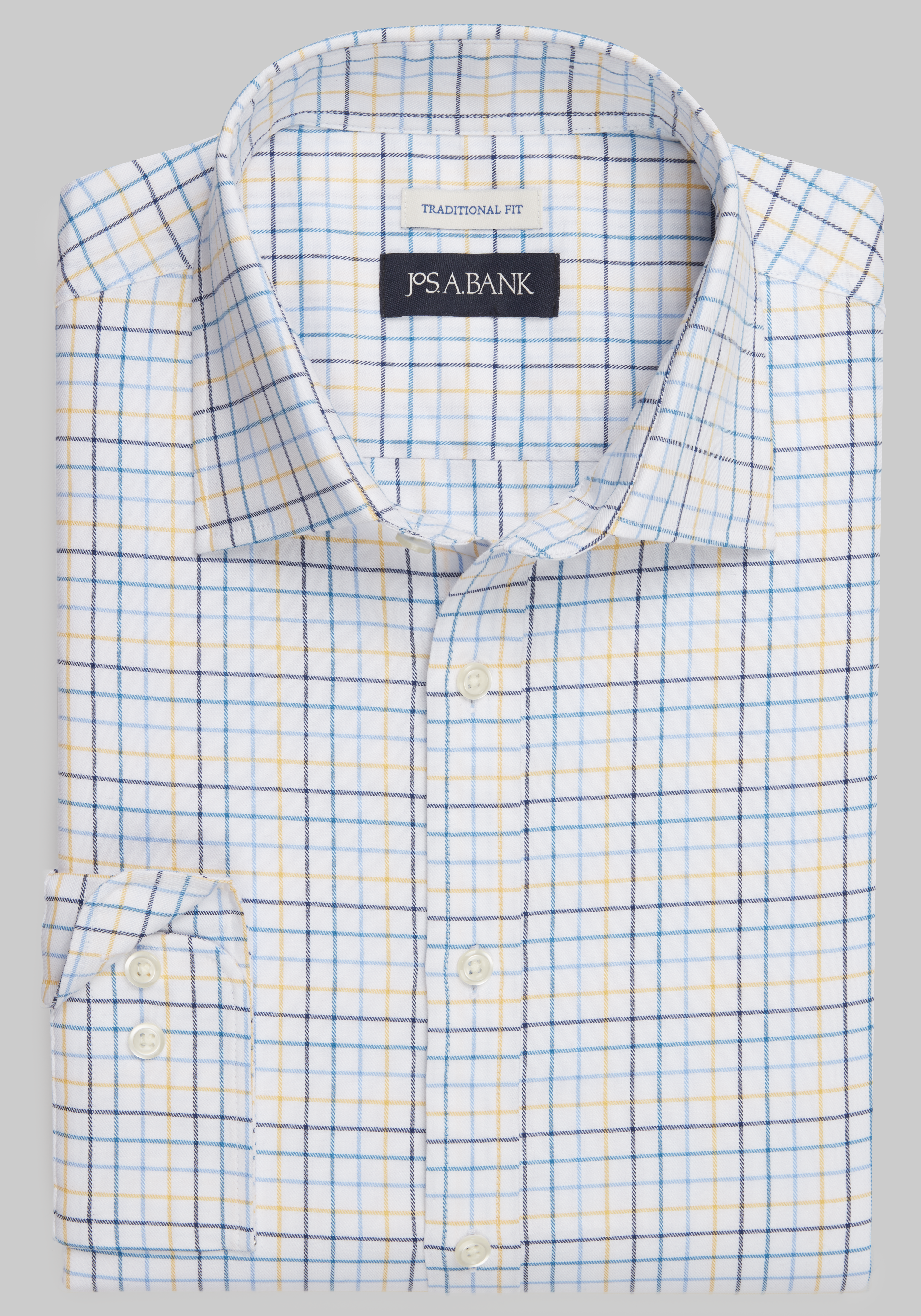 Men's Casual Tops, Jos. A. Bank Comfort Stretch Traditional Fit Grid Long Sleeve Sportshirt - Jos A Bank