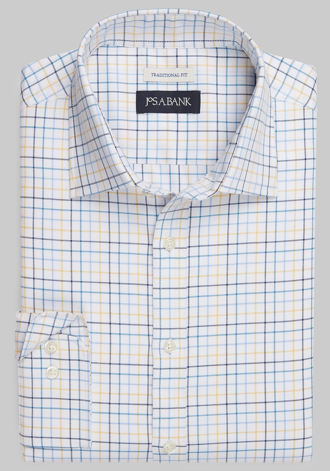 Jos. A. Bank Comfort Stretch Traditional Fit Grid Long Sleeve Sportshirt CLEARANCE