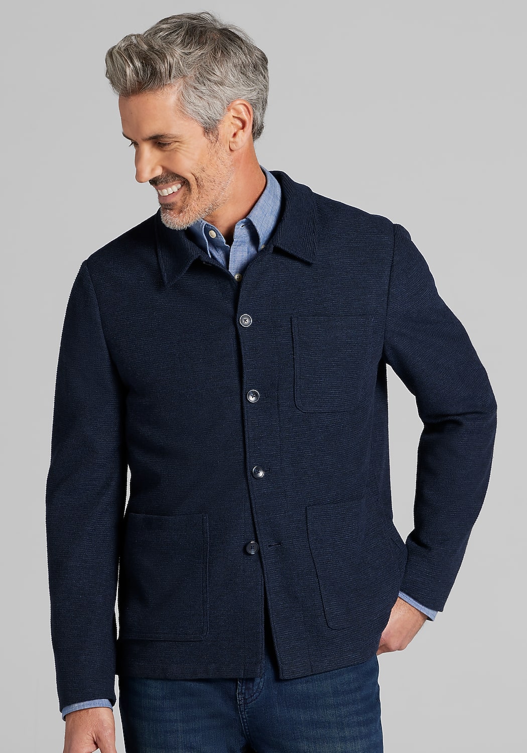 Jos. A. Bank Tailored Fit Textured Knit Overshirt CLEARANCE