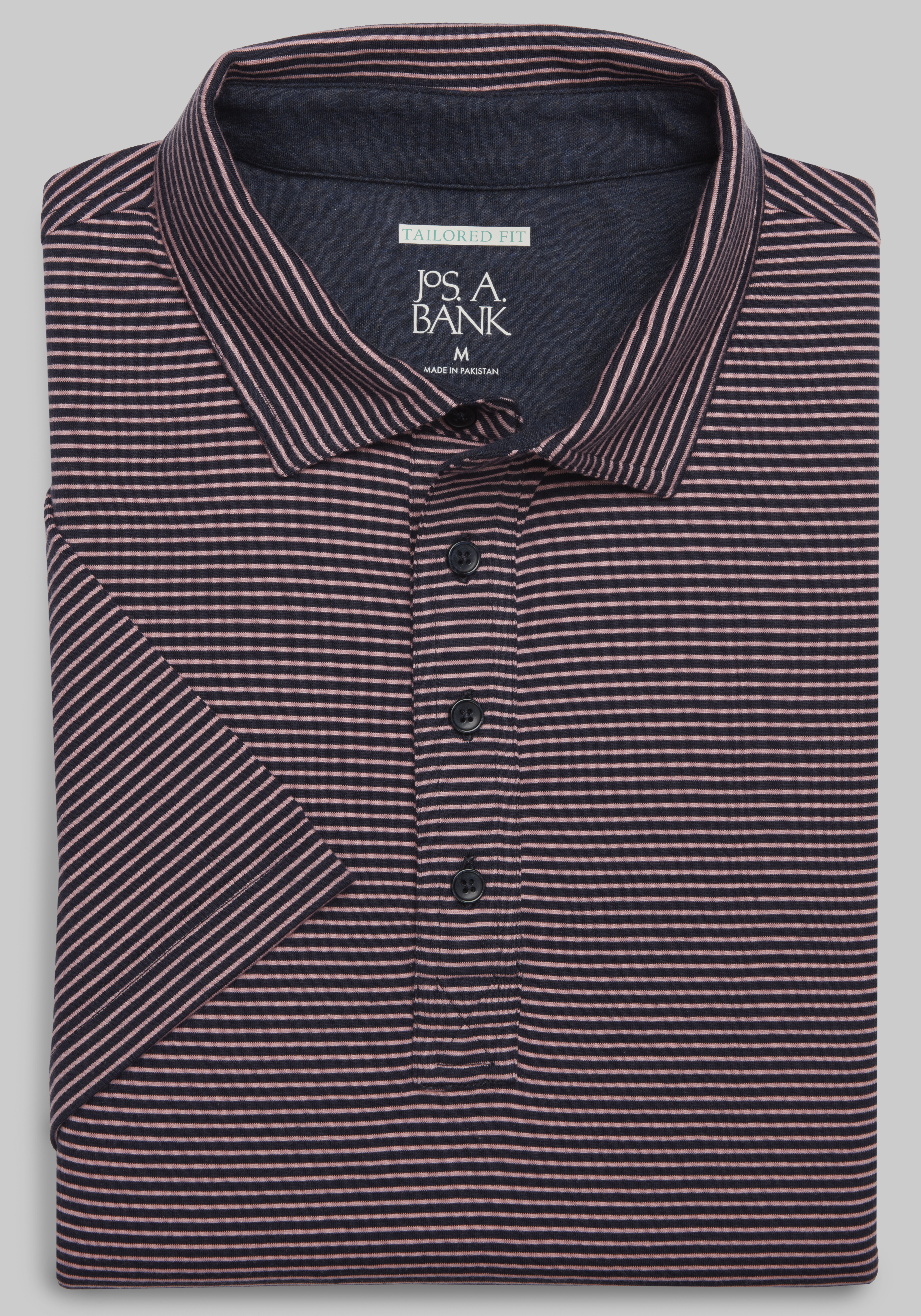 Men's Casual Tops, Jos. A. Bank Tailored Fit Comfort Stretch Stripe Polo CLEARANCE - Jos A Bank