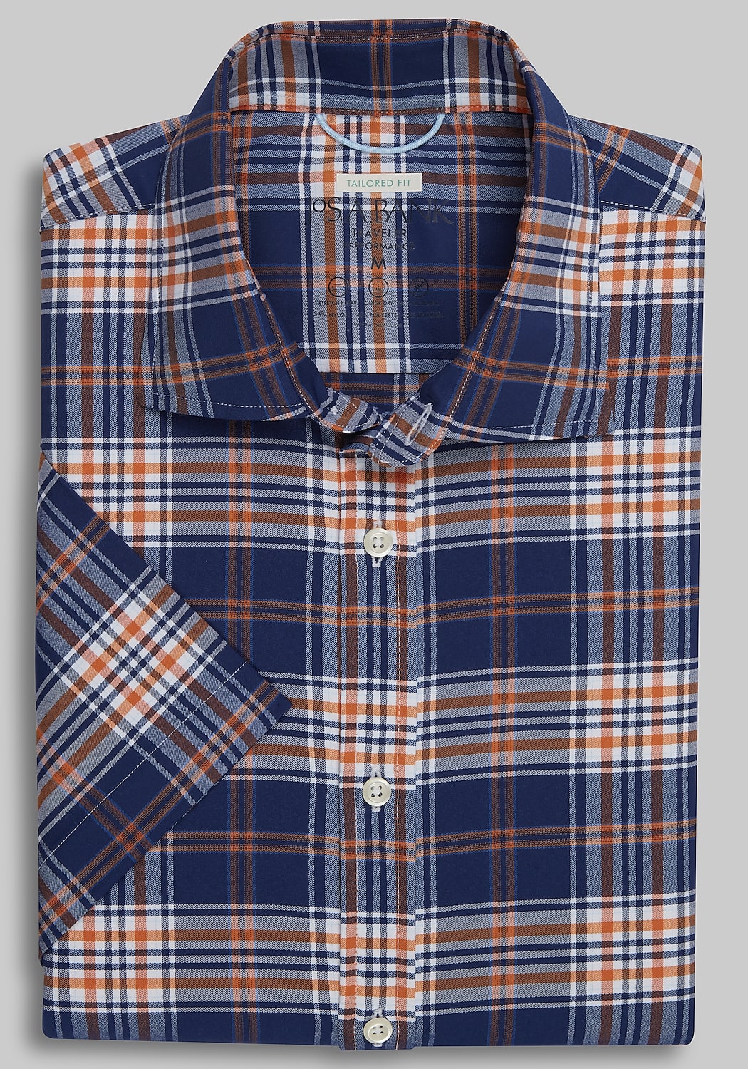 Traveler Performance Tailored Fit Plaid Short-Sleeve Sportshirt CLEARANCE