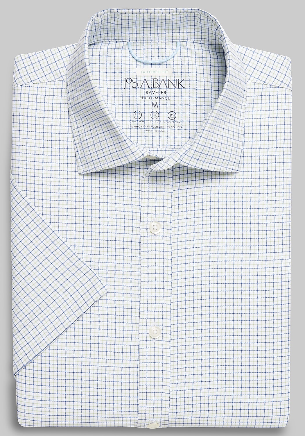 Traveler Performance Tailored Fit Check Short-Sleeve Sportshirt CLEARANCE