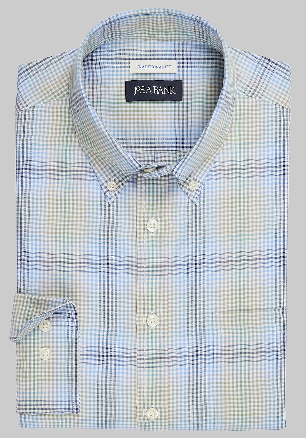 Jos. A. Bank Comfort Stretch Traditional Fit Tonal Plaid Long Sleeve Sportshirt - Big & Tall CLEARANCE