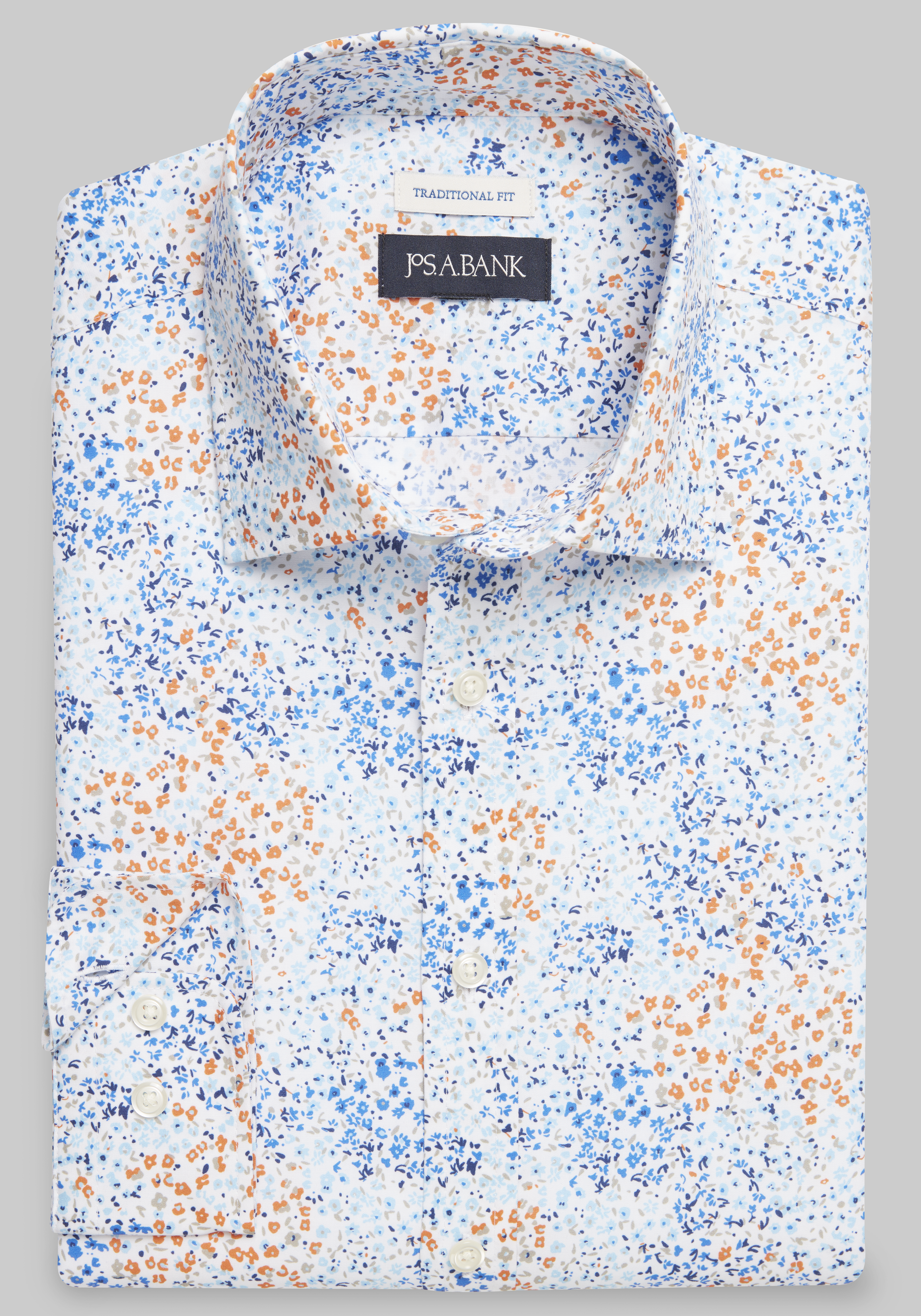 Men's CLEARANCE, Jos. A. Bank Comfort Stretch Traditional Fit Floral Long Sleeve Sportshirt CLEARANCE - Jos A Bank