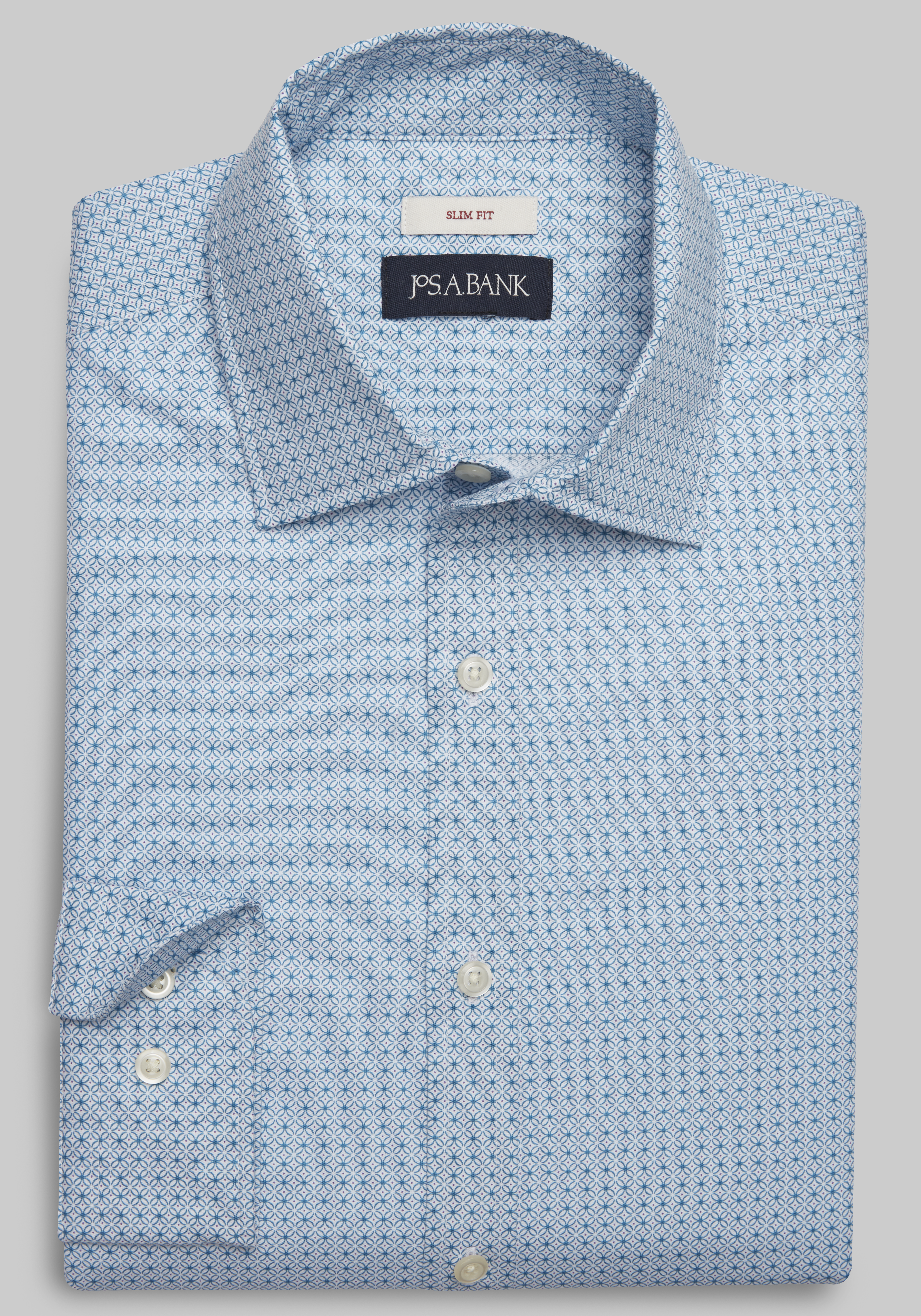 Men's Casual Tops, Jos. A. Bank Comfort Stretch Slim Fit Medallion Long Sleeve Sportshirt - Jos A Bank